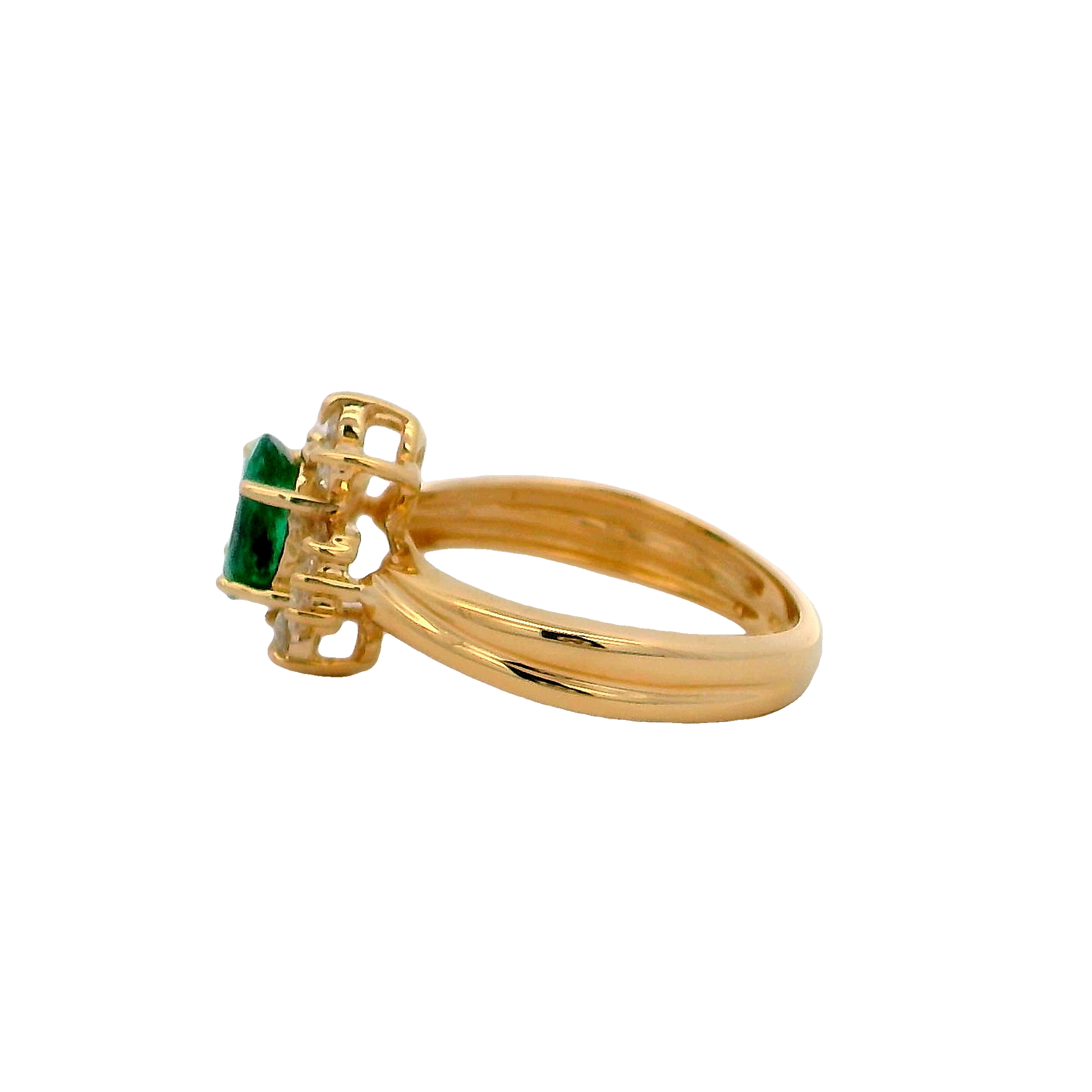 14k Yellow Gold Emerald And Diamond Ring
