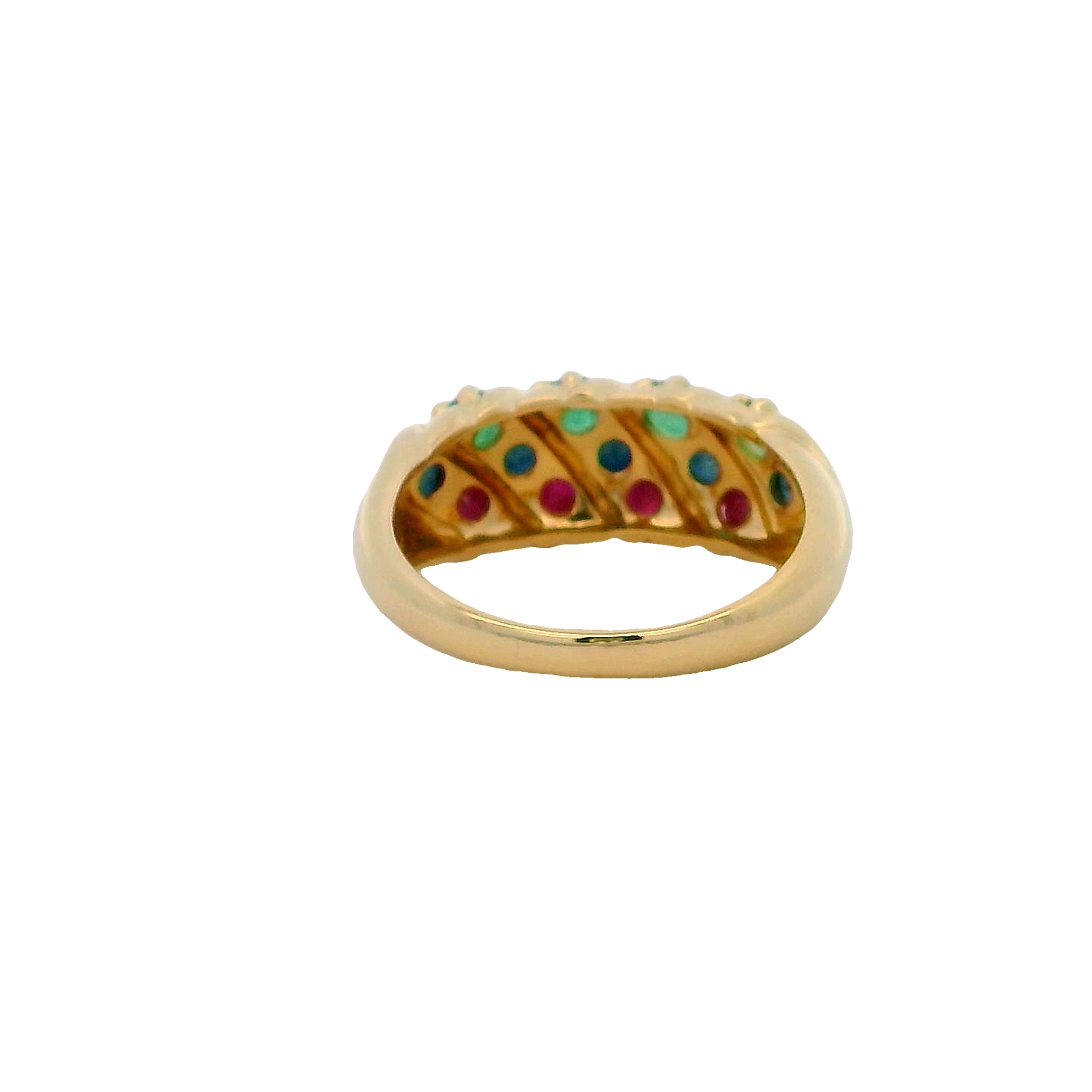 14k Yellow Gold Emerald, Ruby And Sapphire Ring