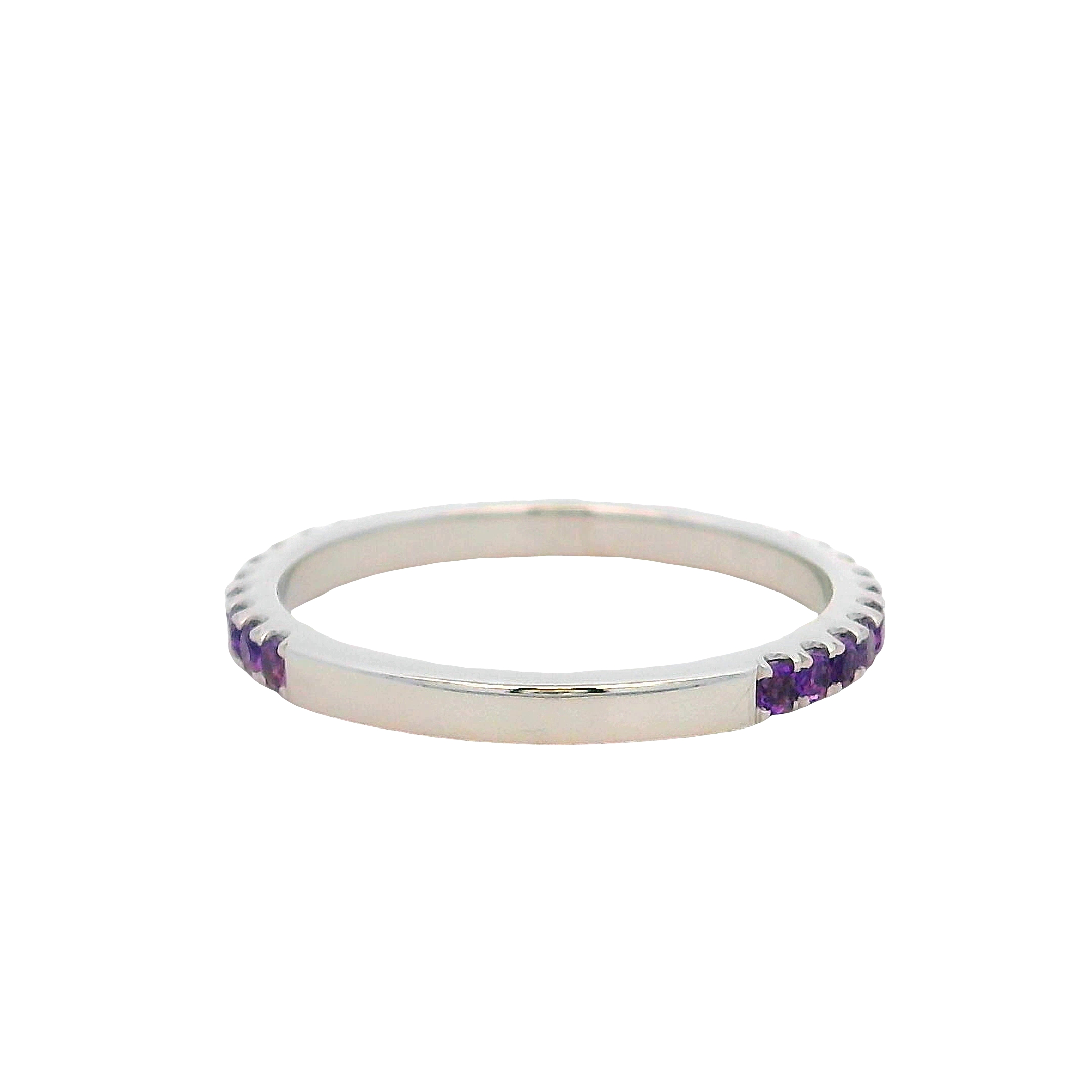 14k White Gold Amethysts Ring
