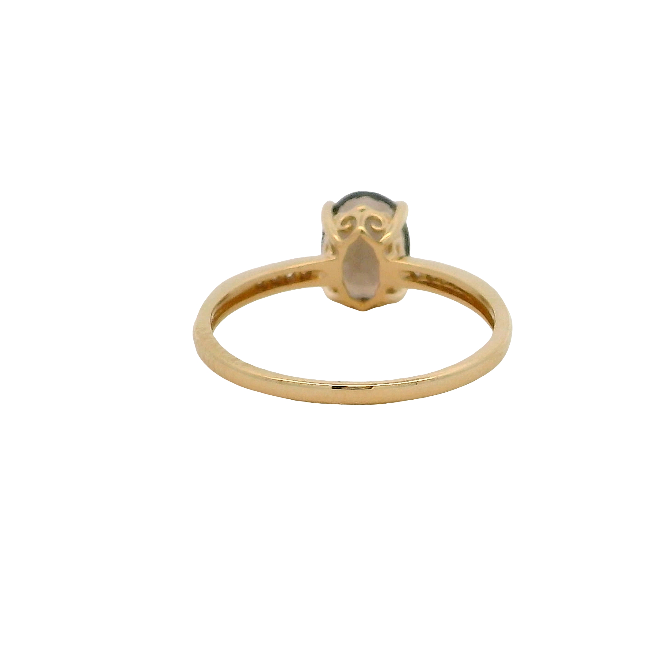 14k Yellow Gold Smokey Quartz And Diamond Ring