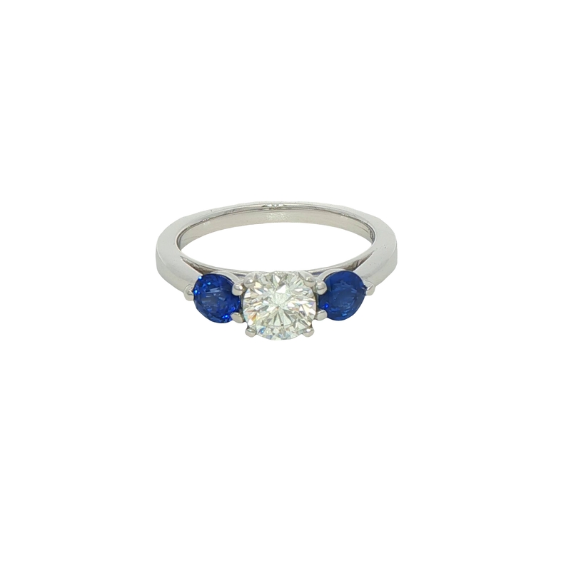 14k White Gold Diamond And Sapphire Ring