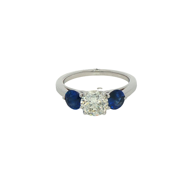 14k White Gold Diamond And Sapphire Ring