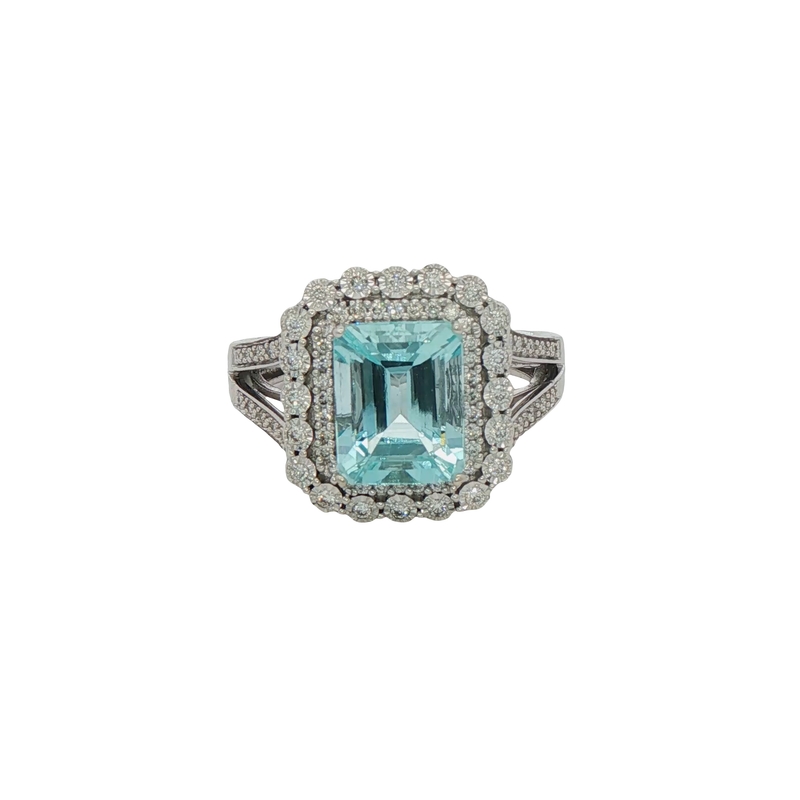 14k White Gold Morganite And Diamond Ring