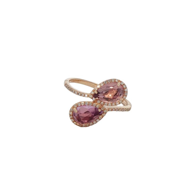 14k Rose Gold Aqua And Diamond Ring