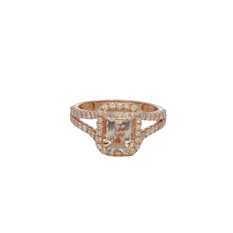 14k Rose Gold Aqua And Diamond Ring