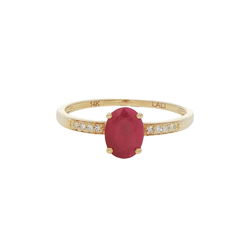 14k Yellow Gold Diamond And Ruby Ring
