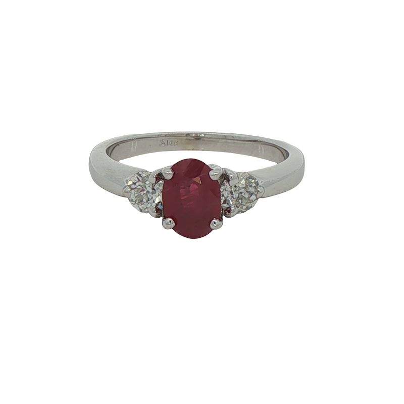 14k White Gold Ruby And Diamond Ring