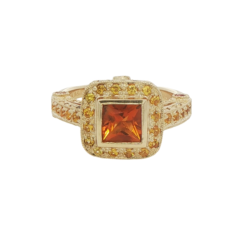 14k Yellow Gold Citrine And Diamond Ring
