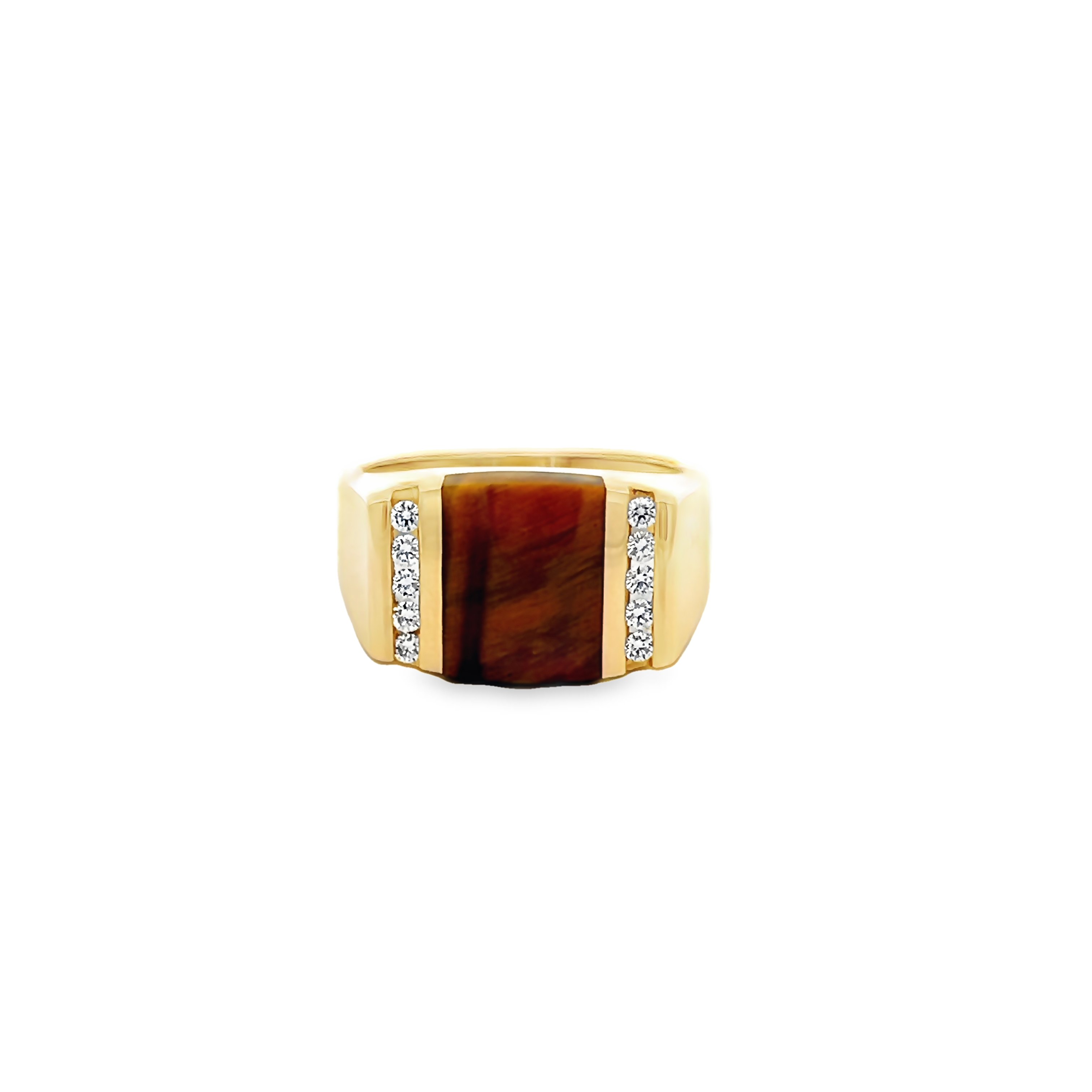 14k Yellow Gold Tigers Eye Inlay Ring