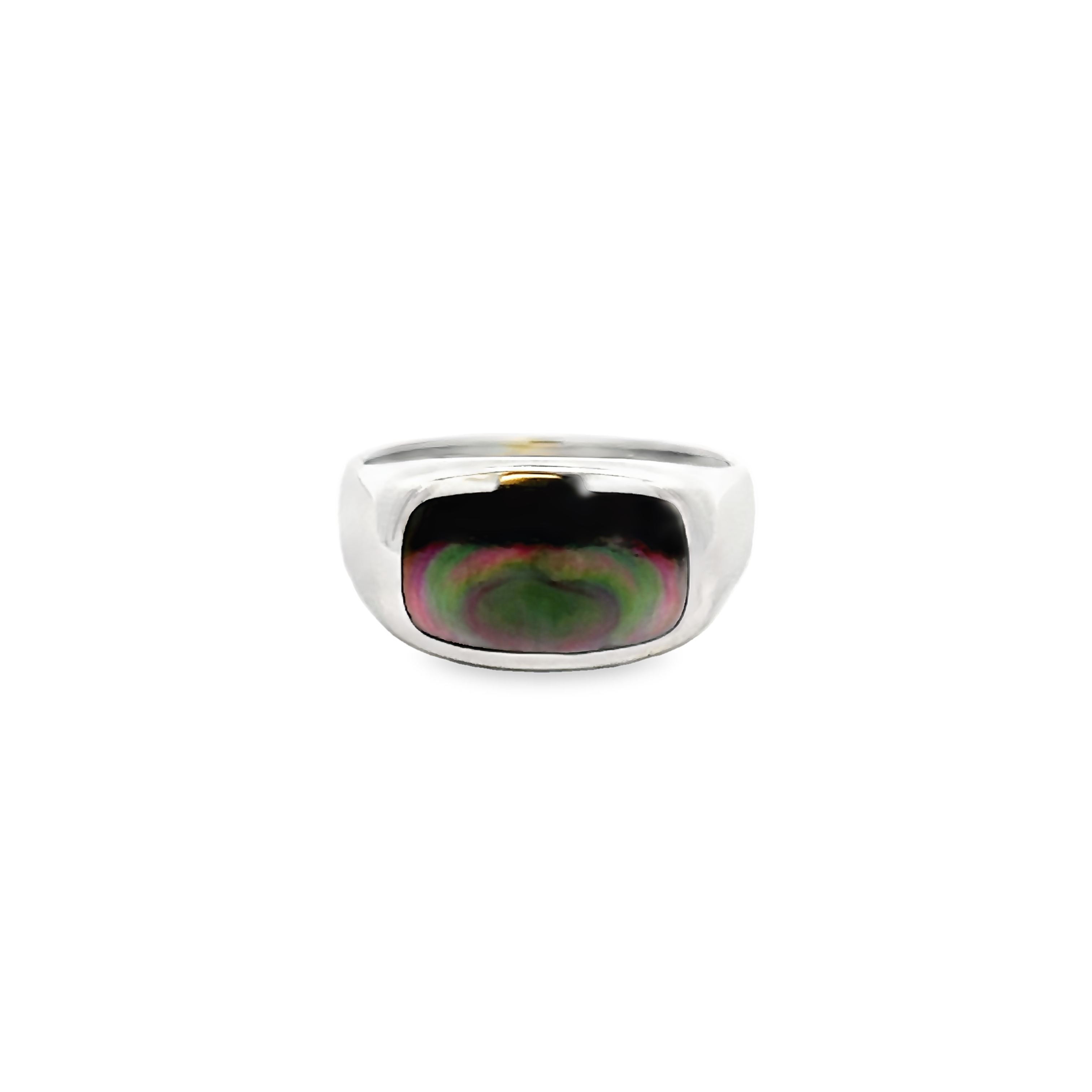 14k White Gold Black Mother Of Pearl Ring