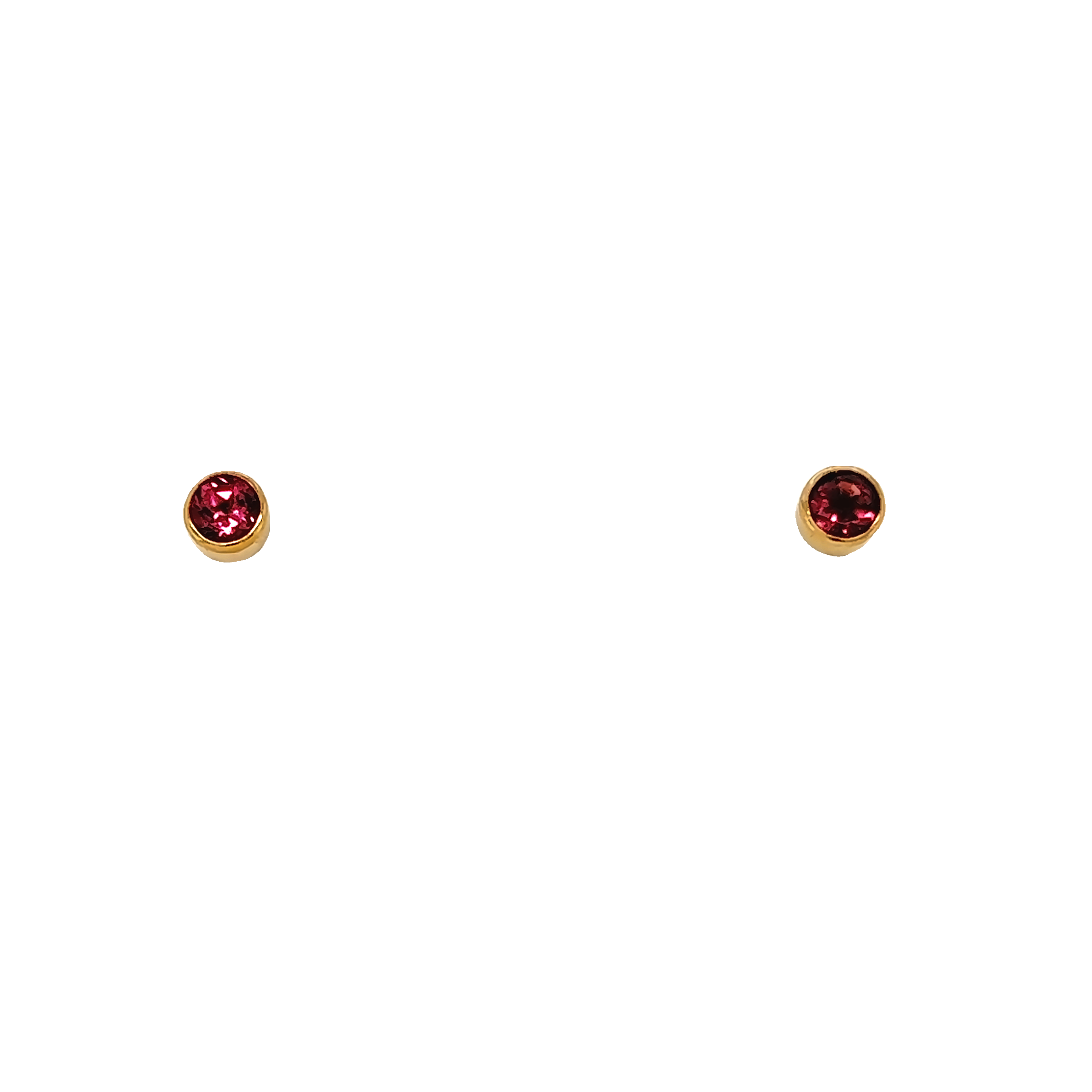 Yellow 14 Karat Stud Earrings With 2=3.00Mm Round Pink Tourmalines