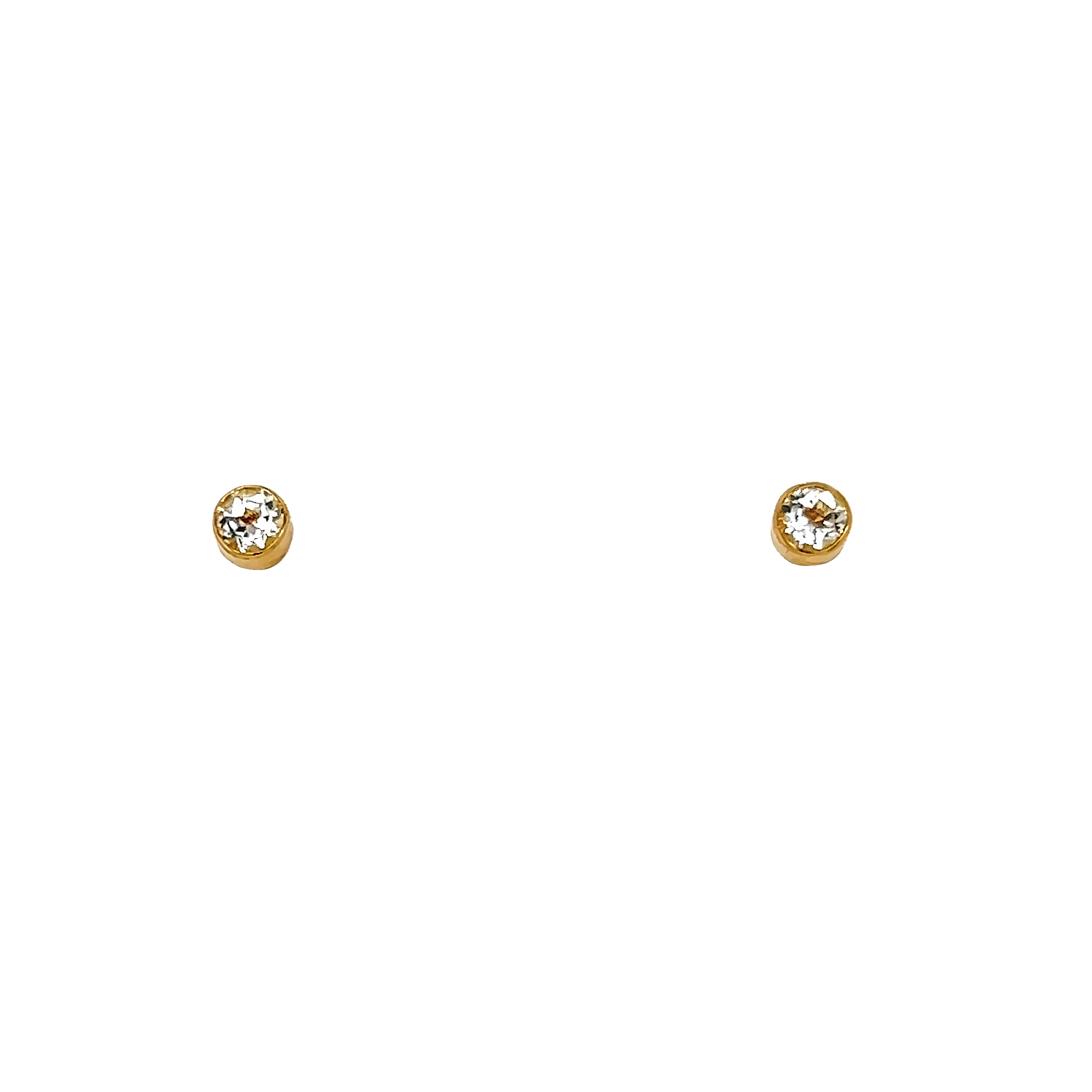 14k Yellow Gold White Topaz Stud Earrings