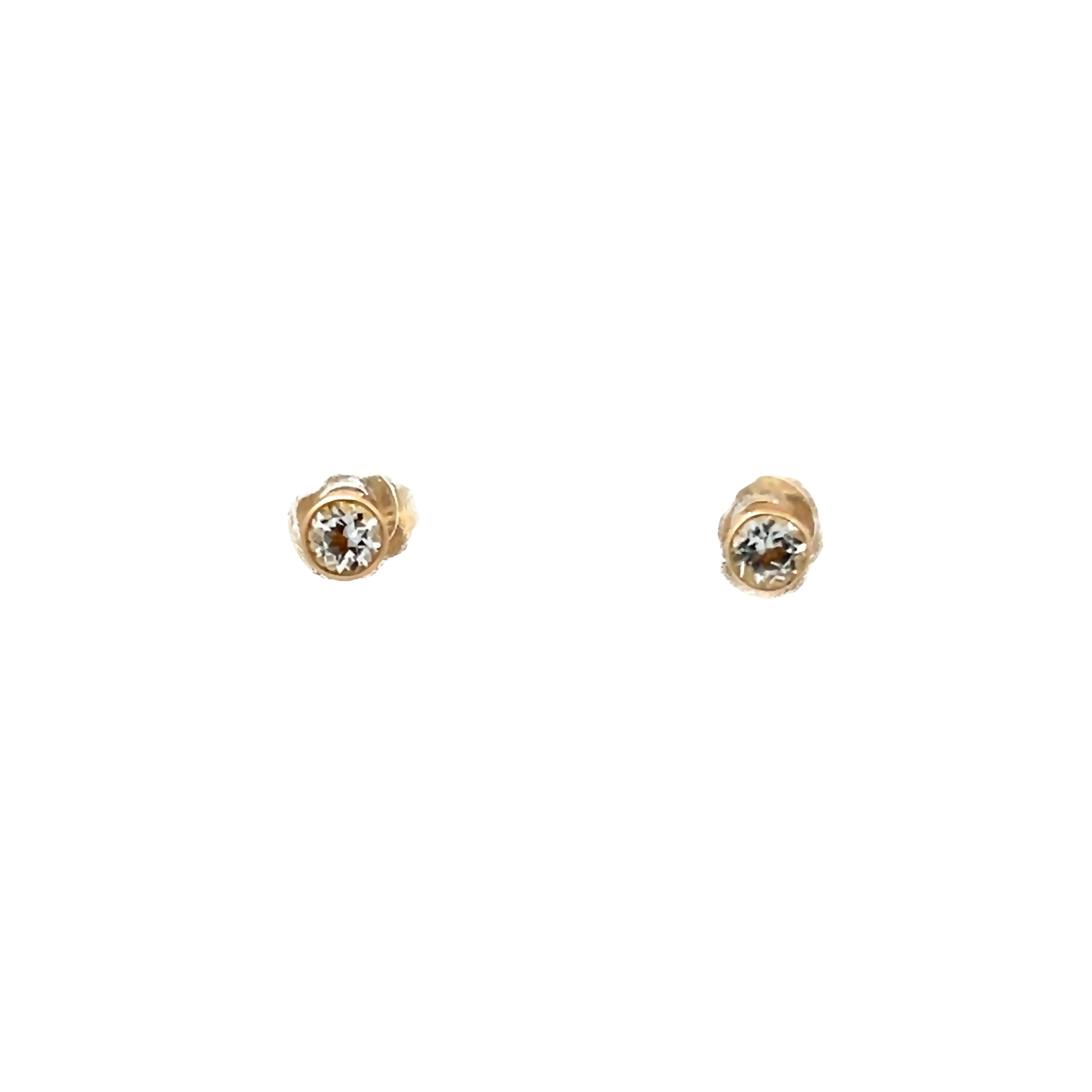 14k Yellow Gold White Topaz Stud Earrings