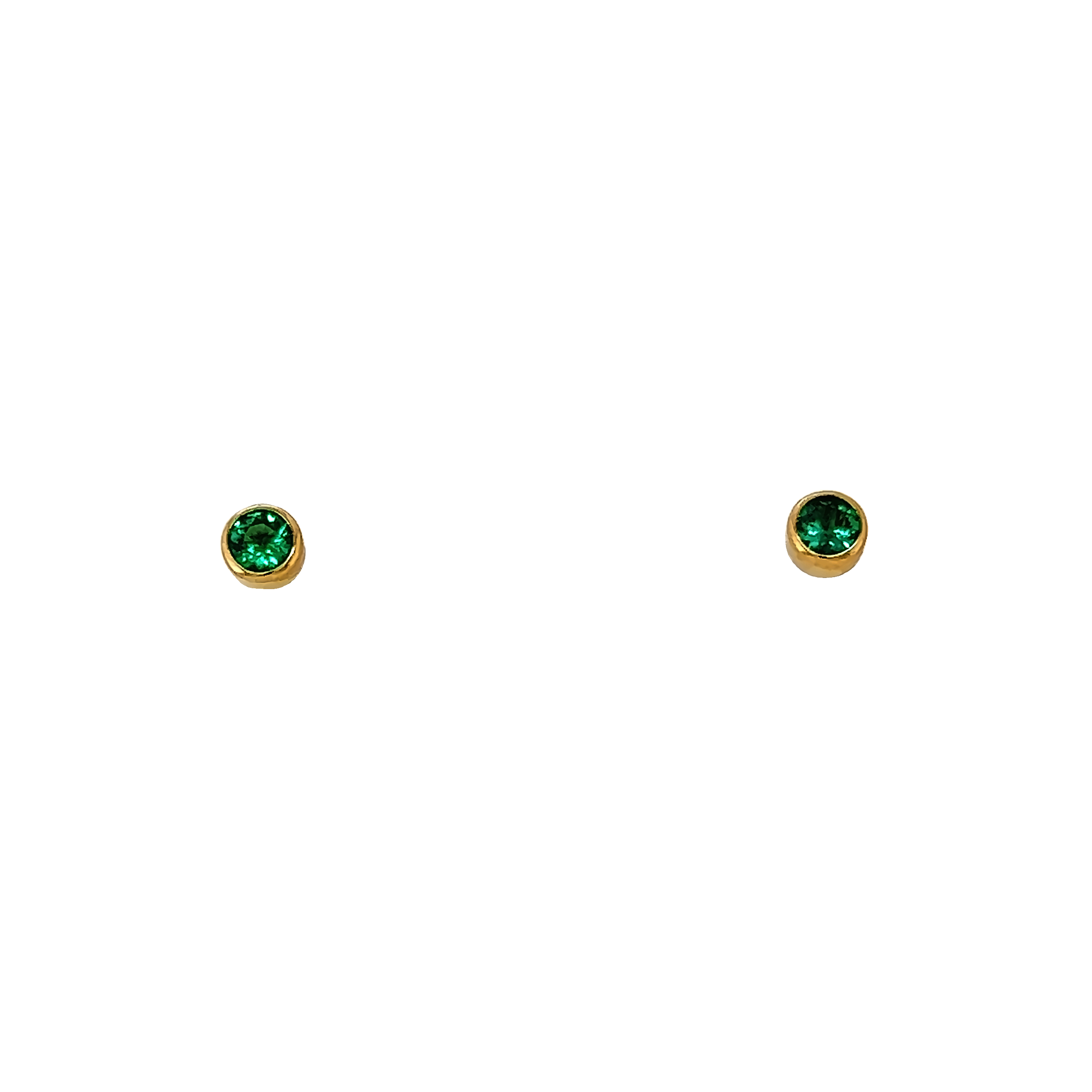 Yellow 14 Karat Stud Earrings With 2=3.00Mm Round Emeralds