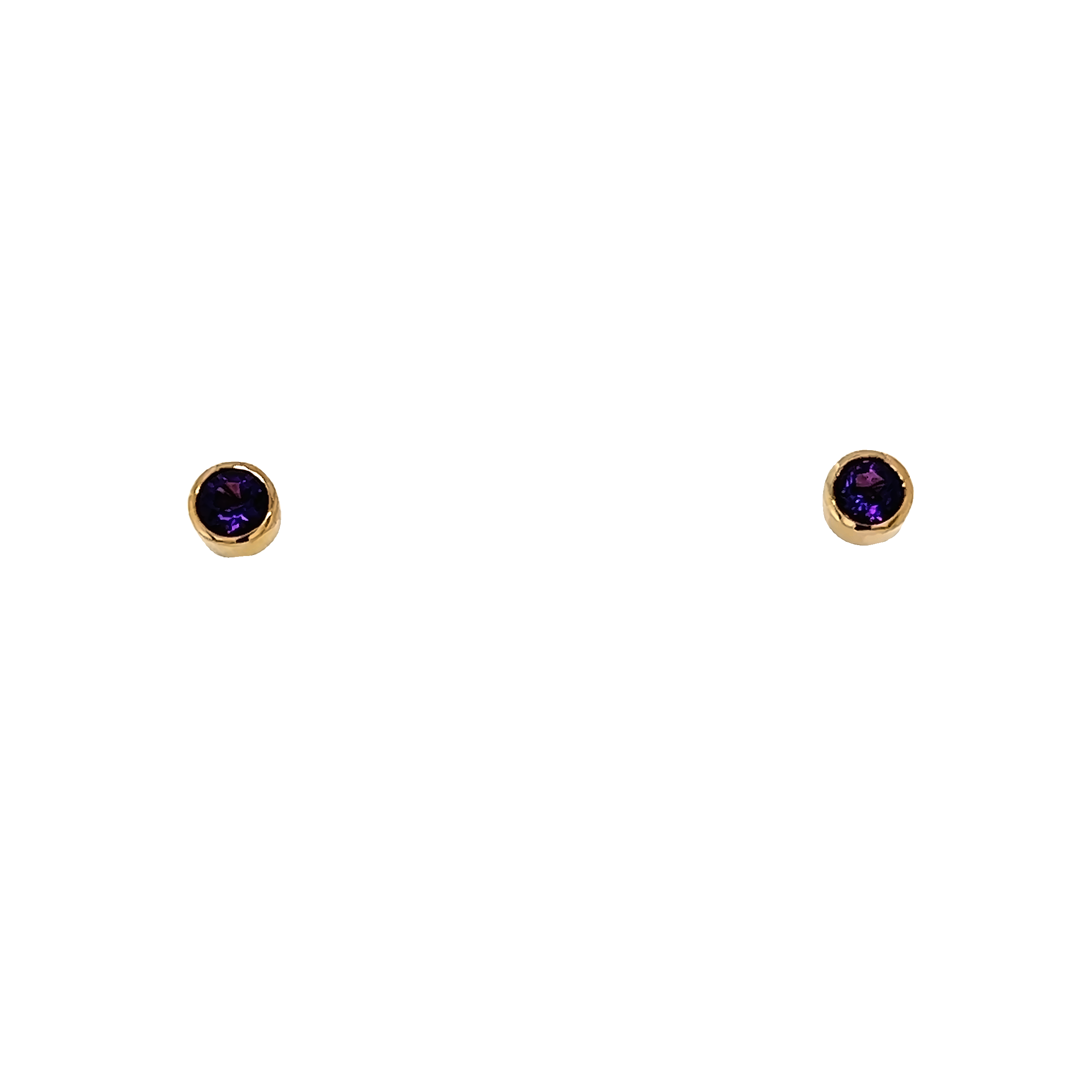 Yellow 14 Karat Stud Earrings With 2=3.00mm Round Amethysts