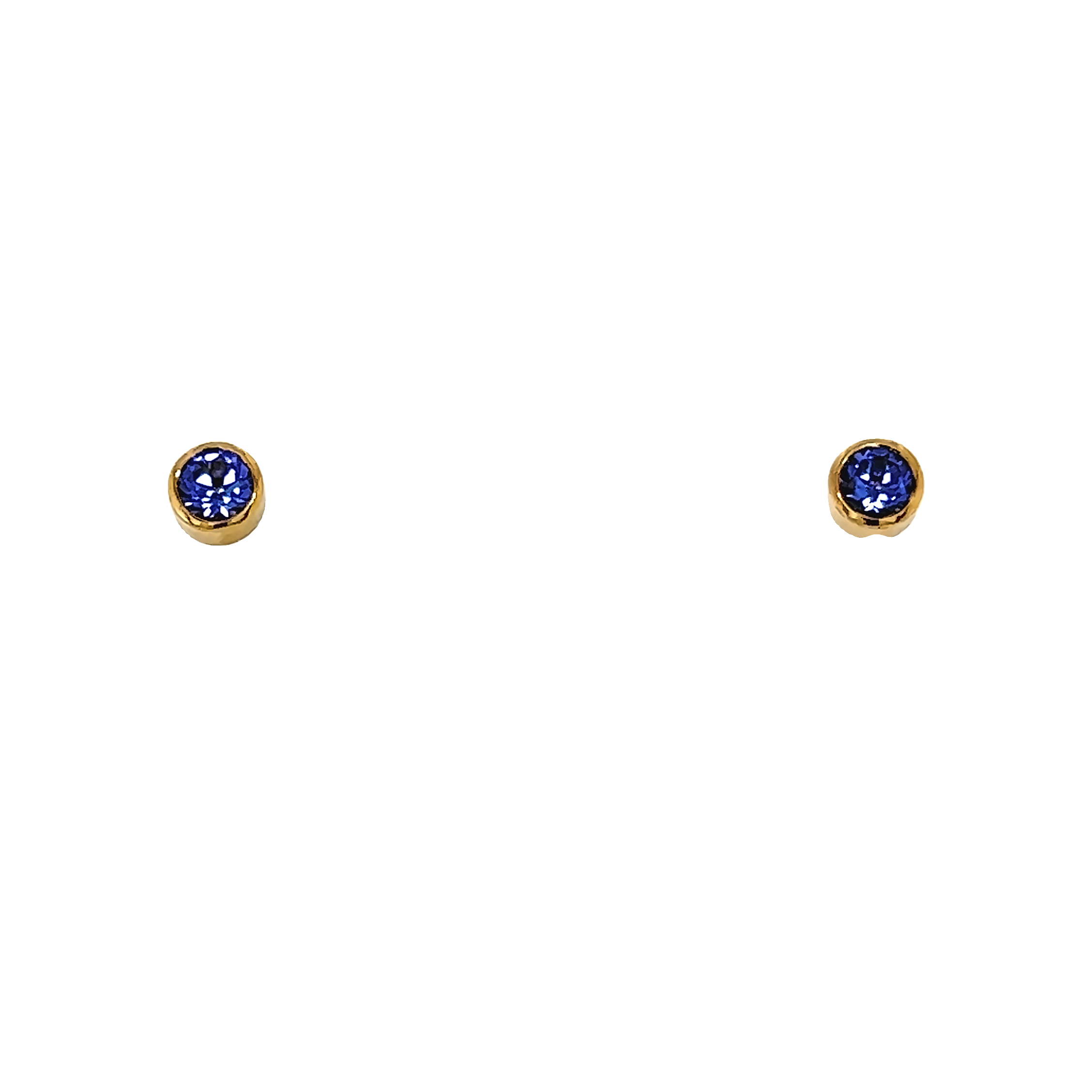 Yellow 24 Karat Stud Earrings With 2=3.00mm Round Tanzanites