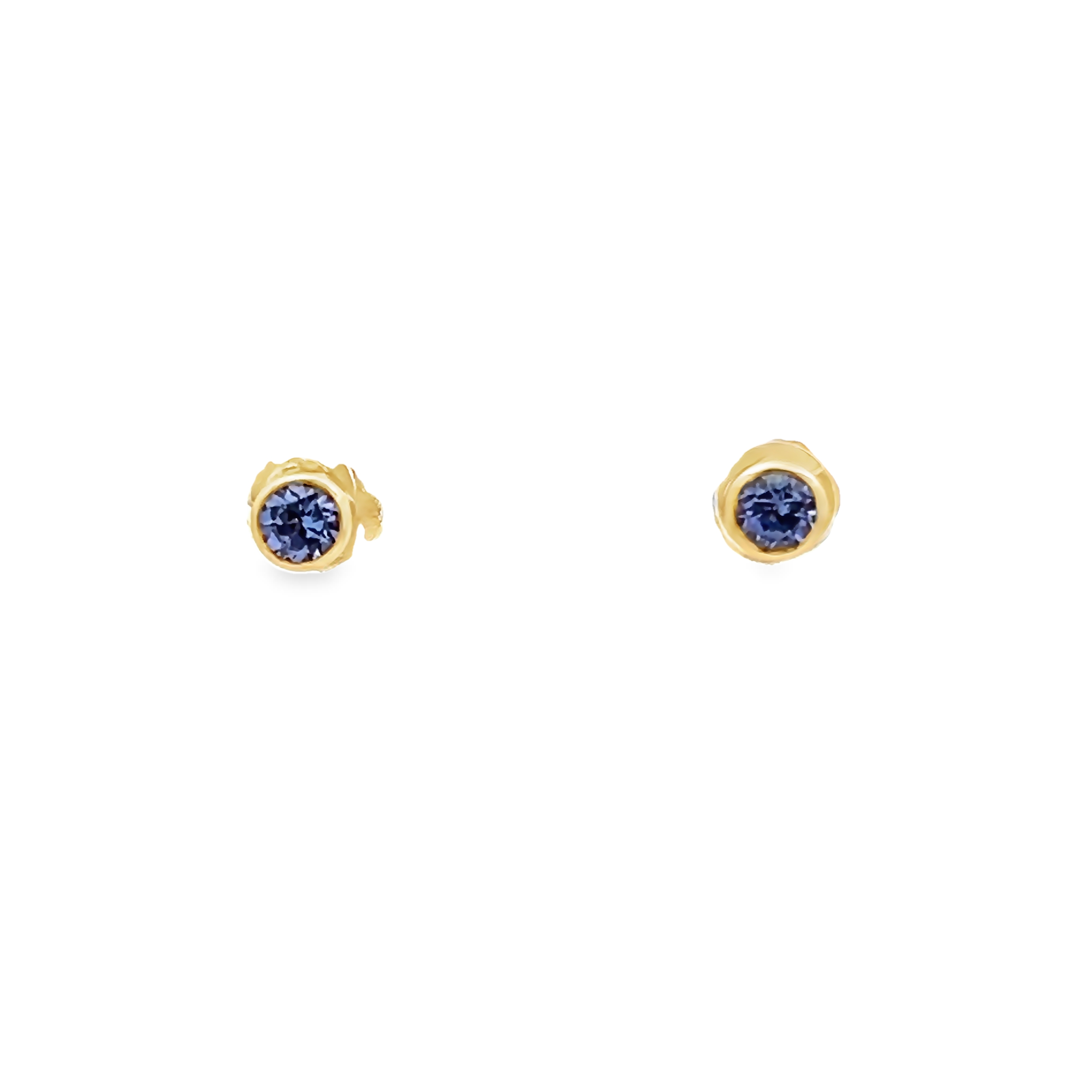 14k Yellow Gold Tanzanite Stud Earrings