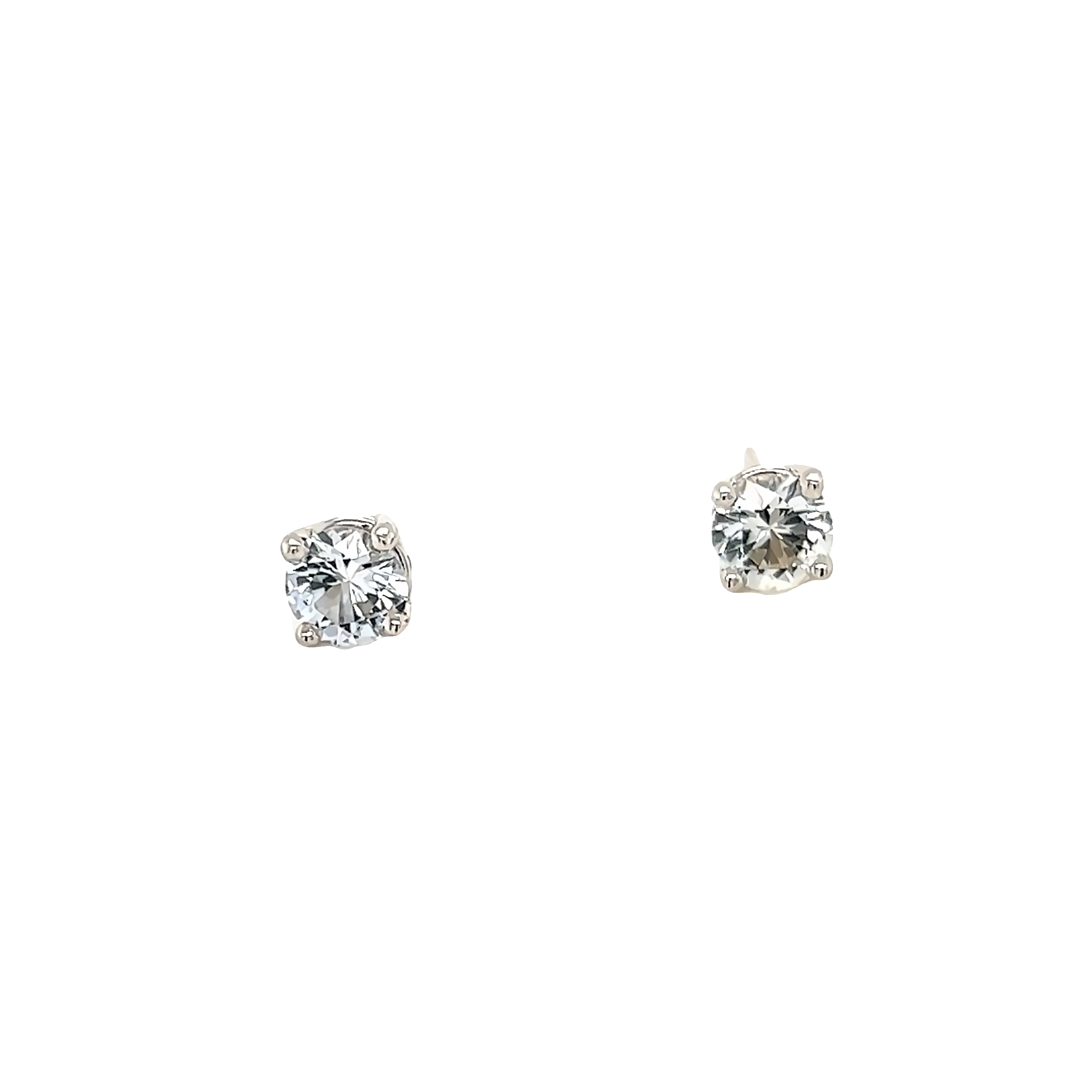 Yellow 14 Karat Stud Earrings With 2=5.00Mm Round White Sapphires