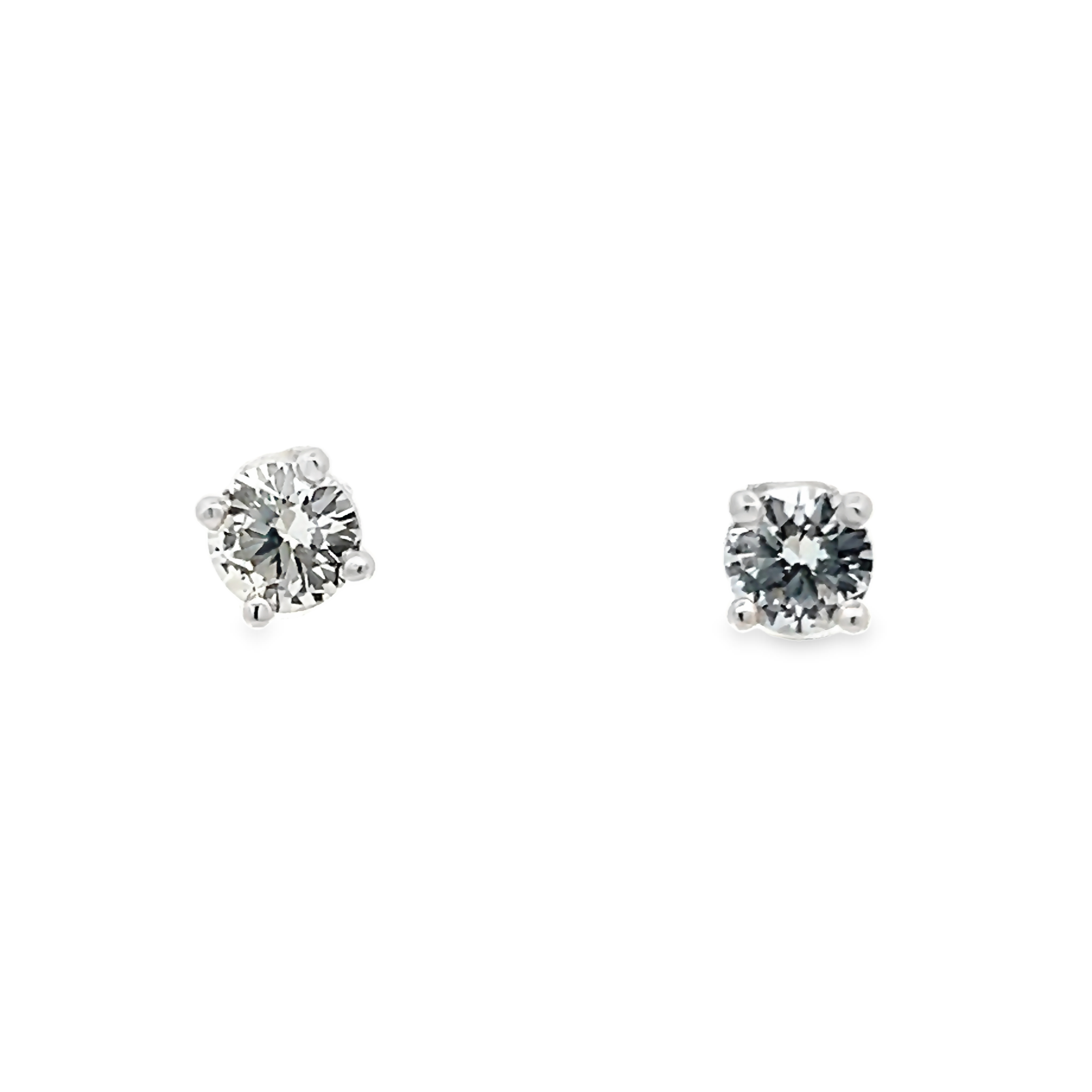 14k Yellow Gold White Sapphire Stud Earrings