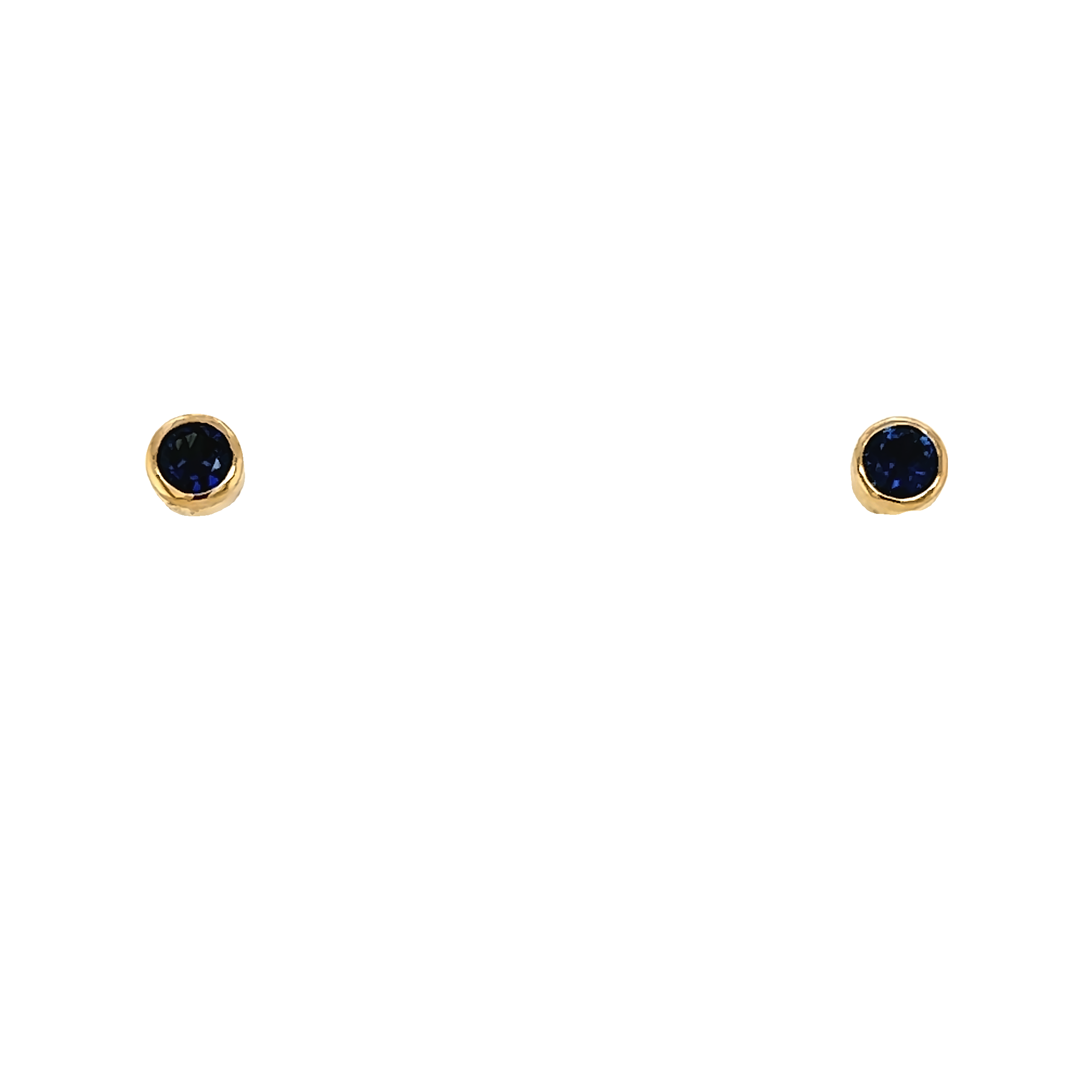 Yellow 14 Karat Stud Earrings With 2=3.00mm Round Sapphires