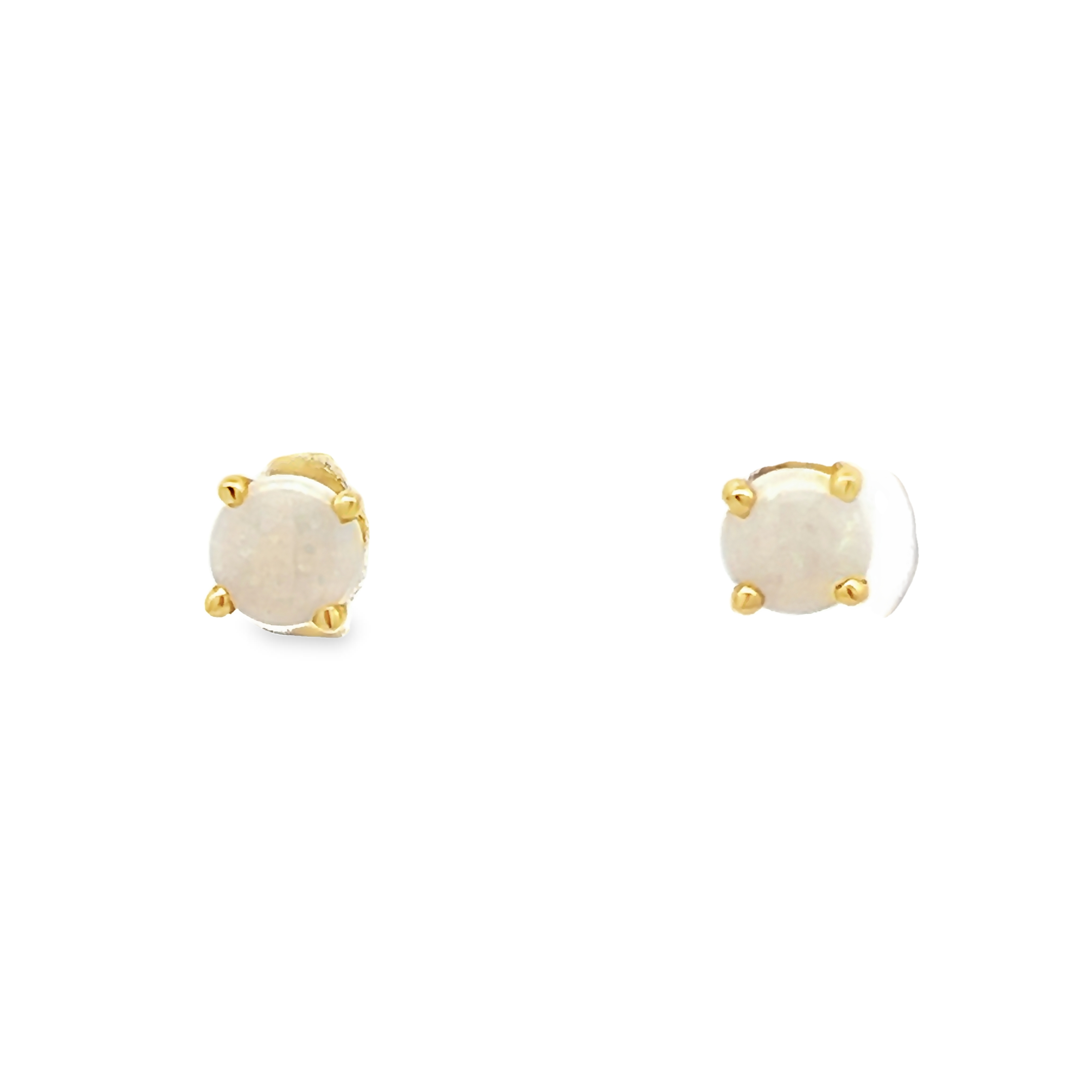 14k Yellow Gold Stud Opal Earrings