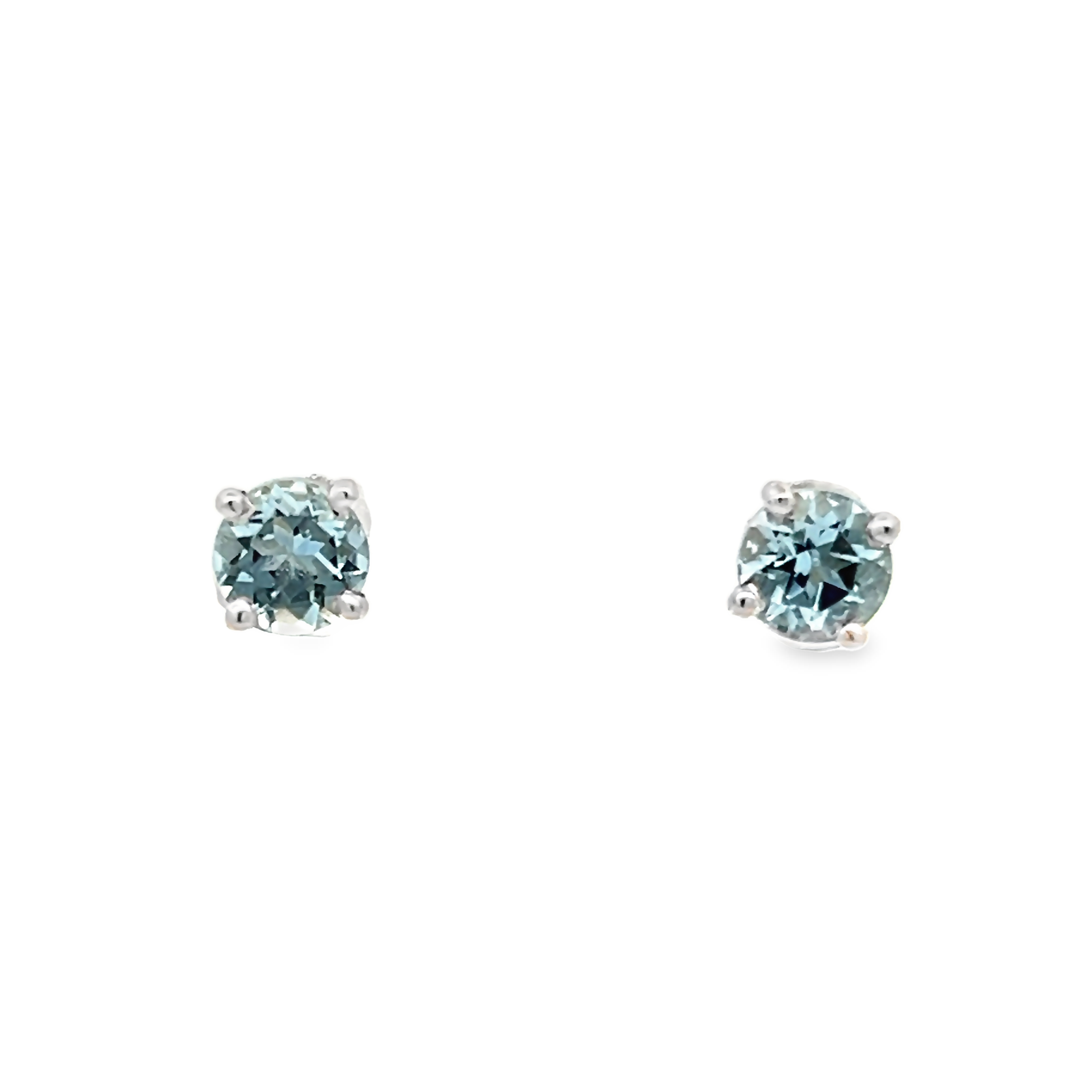 14k White Gold Aquamarine Stud Earrings