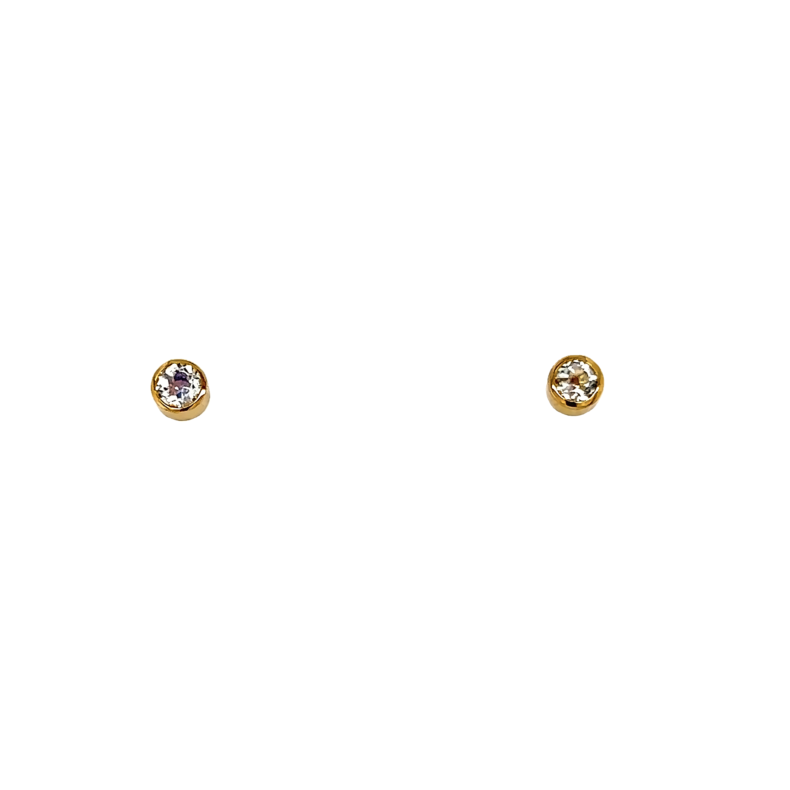 14k Yellow Gold Moonstone Stud Earrings