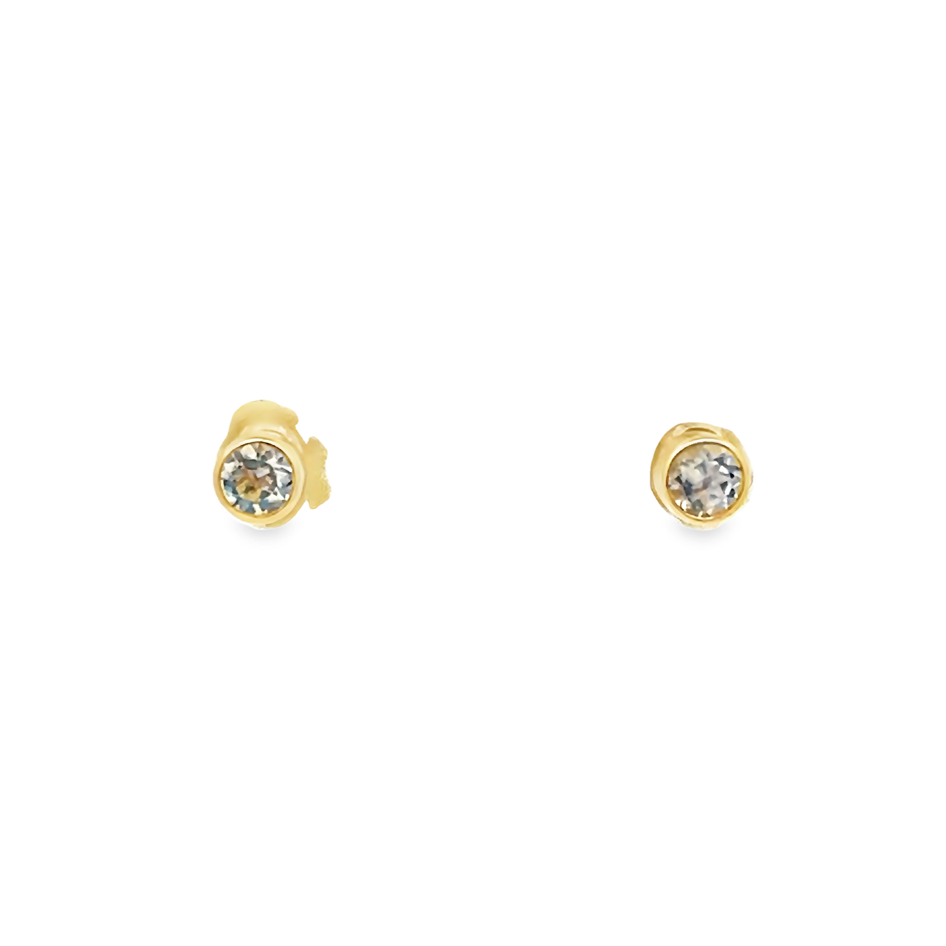 14k Yellow Gold Moonstone Stud Earrings