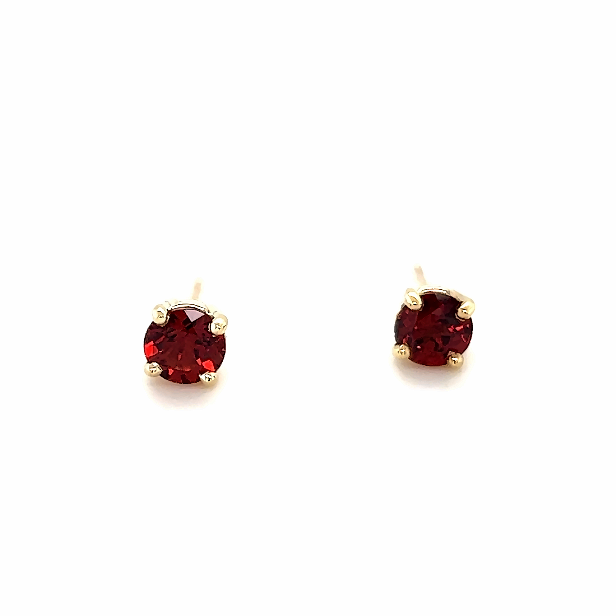Yellow 14 Karat Stud Earrings With 2=5.00Mm Round Garnets