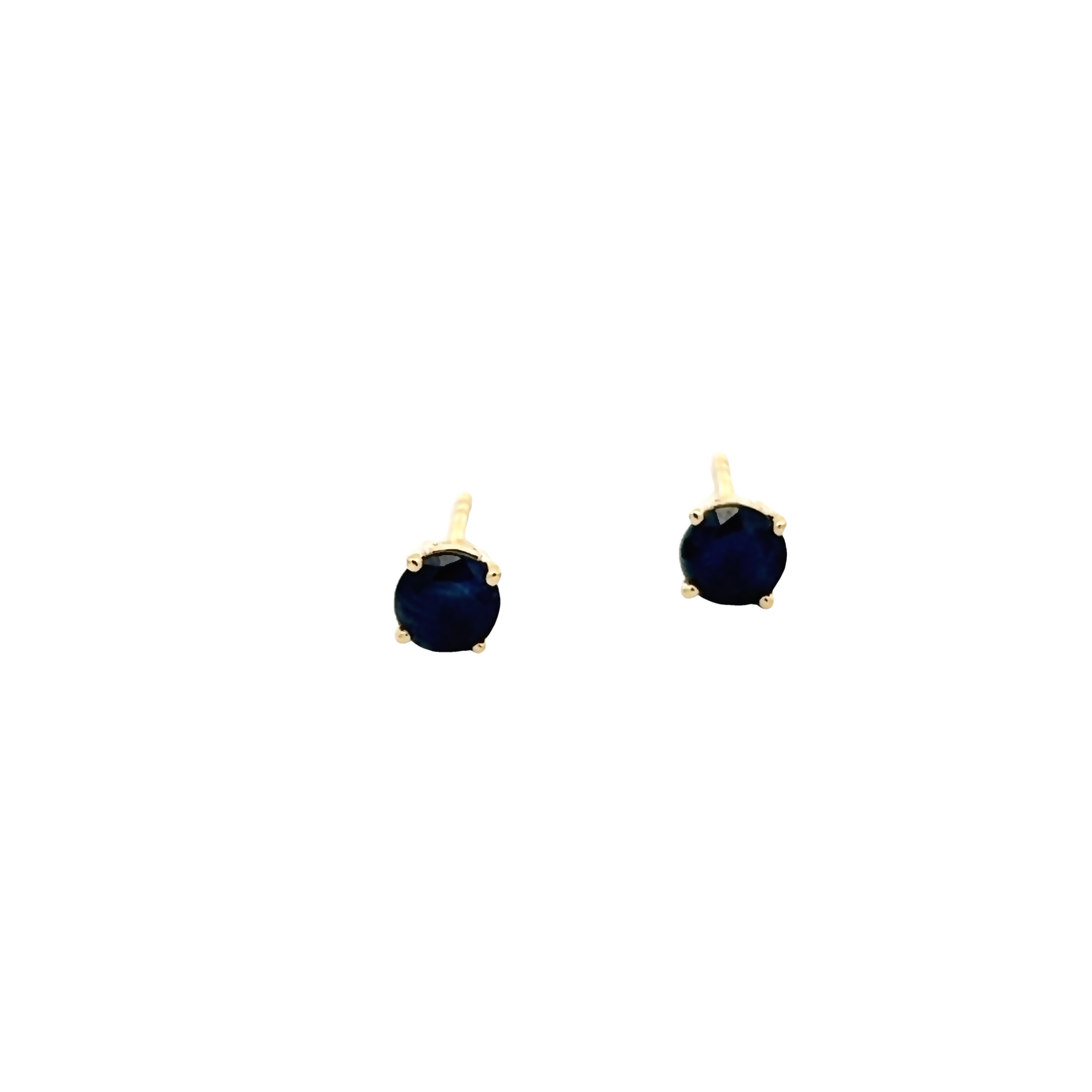 14 Karat yellow gold studs with 2=1.10 total weight round mixed cut Sapphires