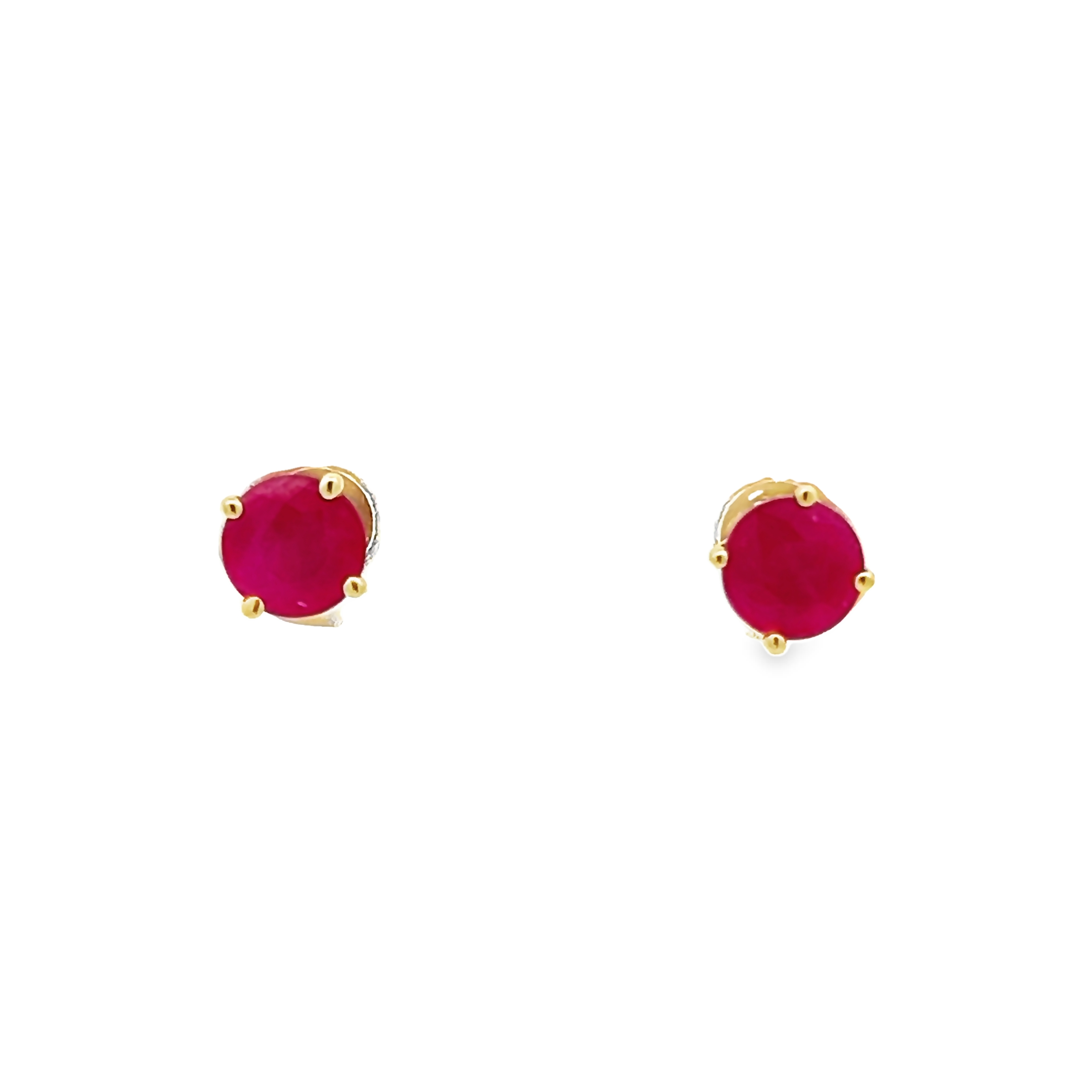 14k Yellow Gold Ruby Stud Earrings