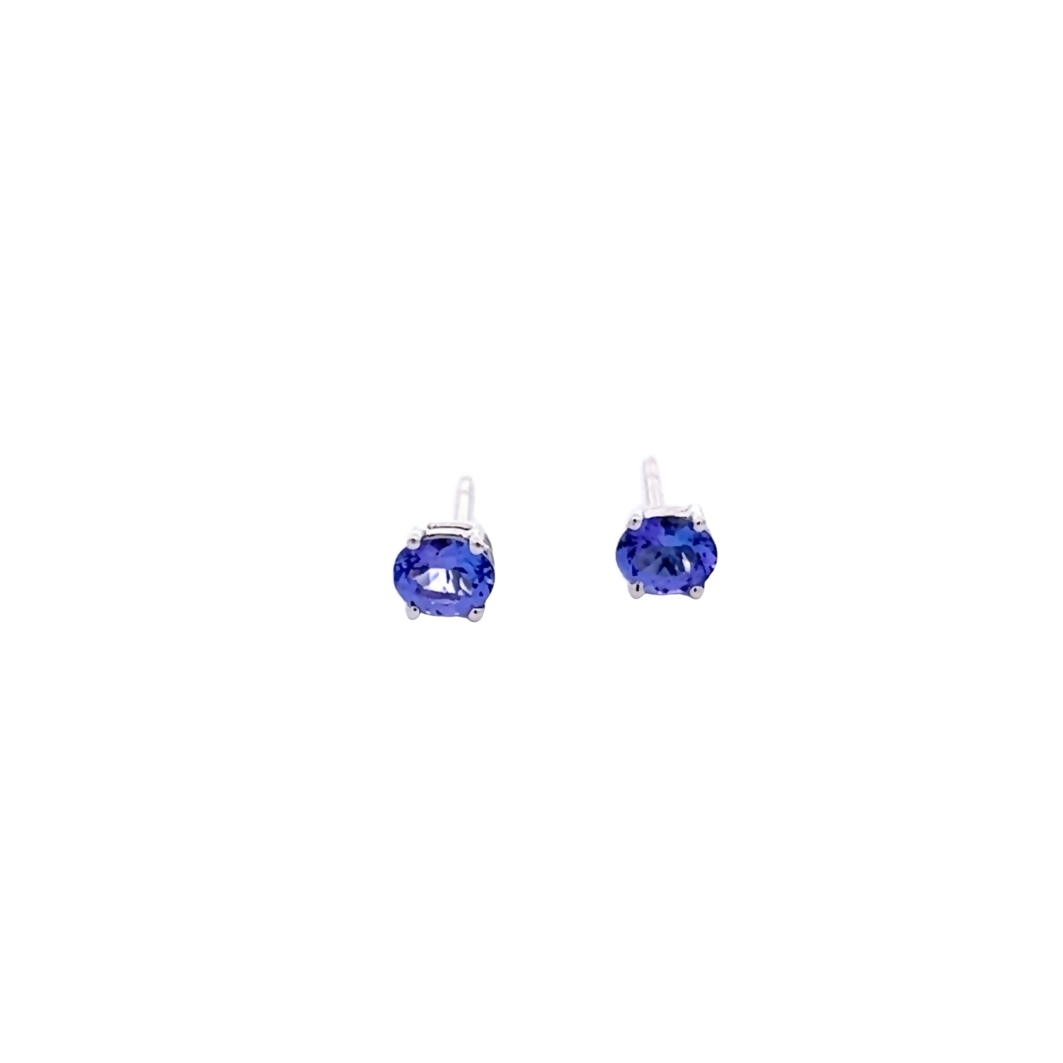 14 Karat white gold stud earrings with 2=0.70 total weight oval mixed cutTanzanites