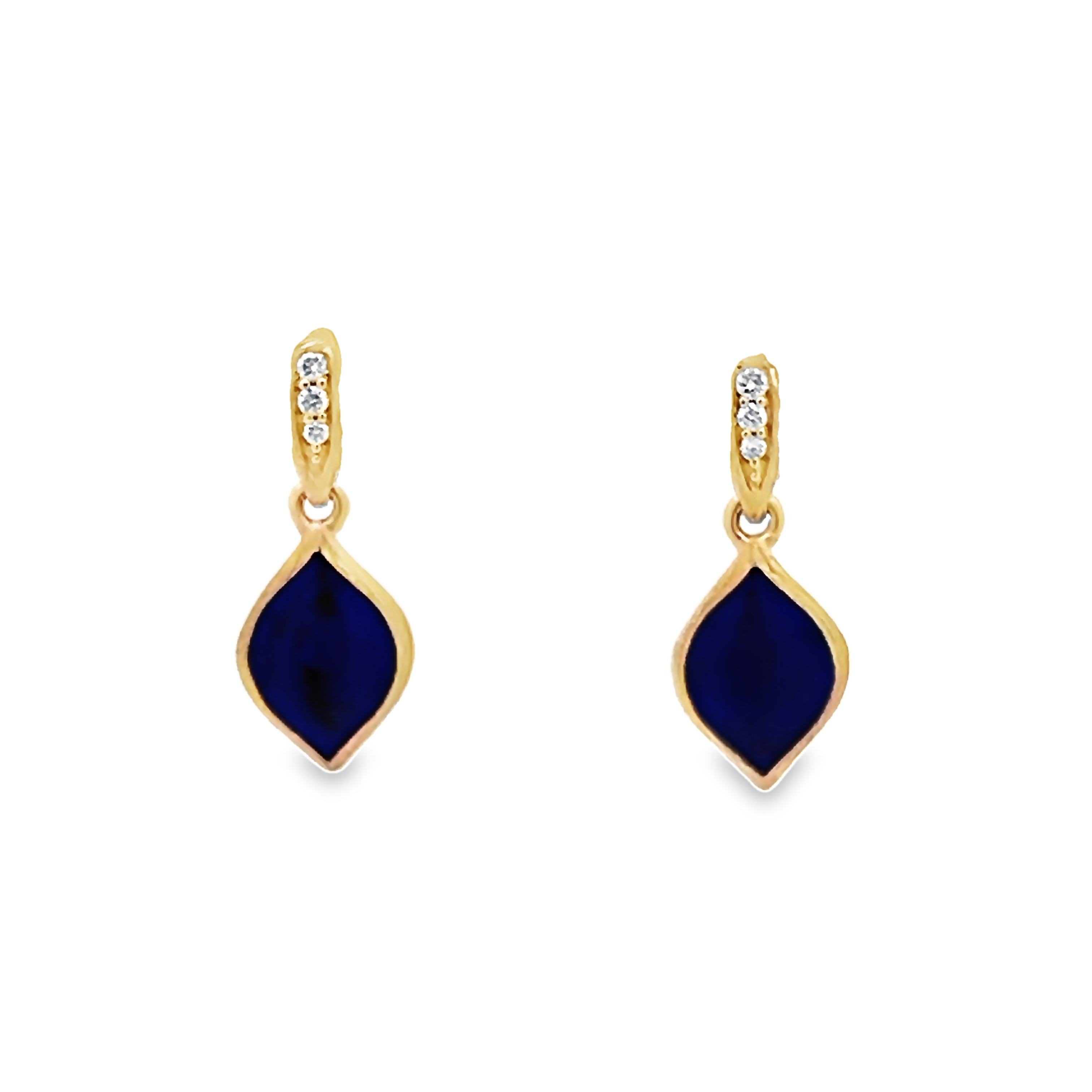 14k Yellow Gold Lapis Florentine Dangle Earrings