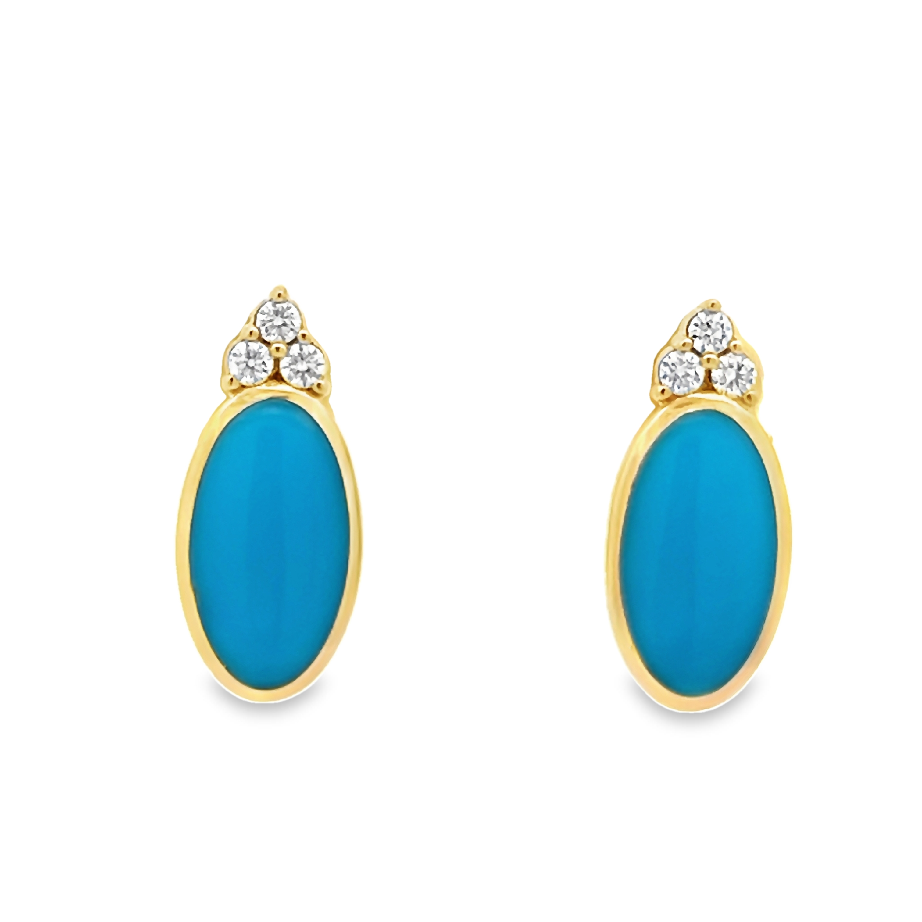 14k Yellow Gold Turquoise Earrings