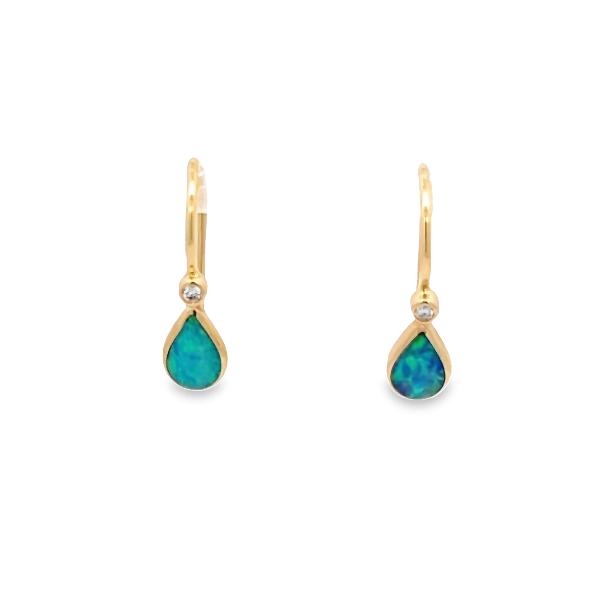 14k Yellow Gold Australian Opal Earrings