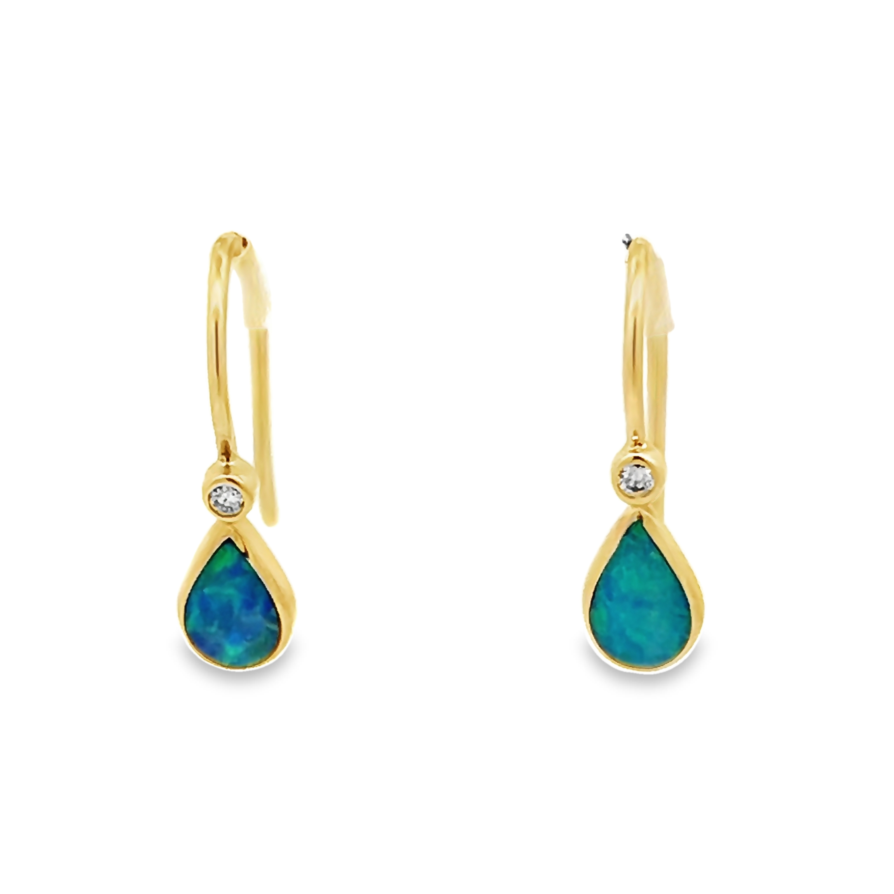 14k Yellow Gold Australian Opal Earrings