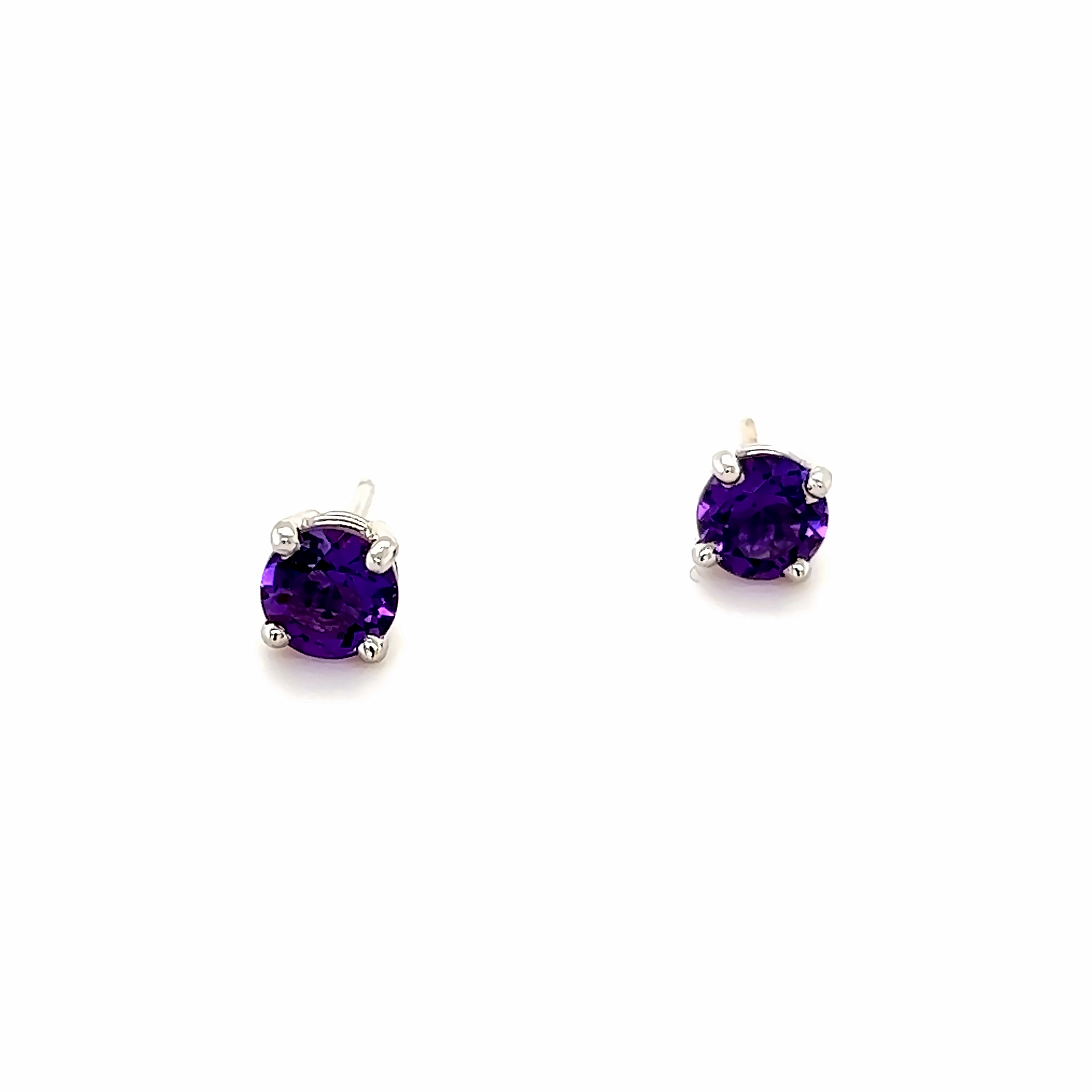 14k White Gold Amethyst Stud Earrings