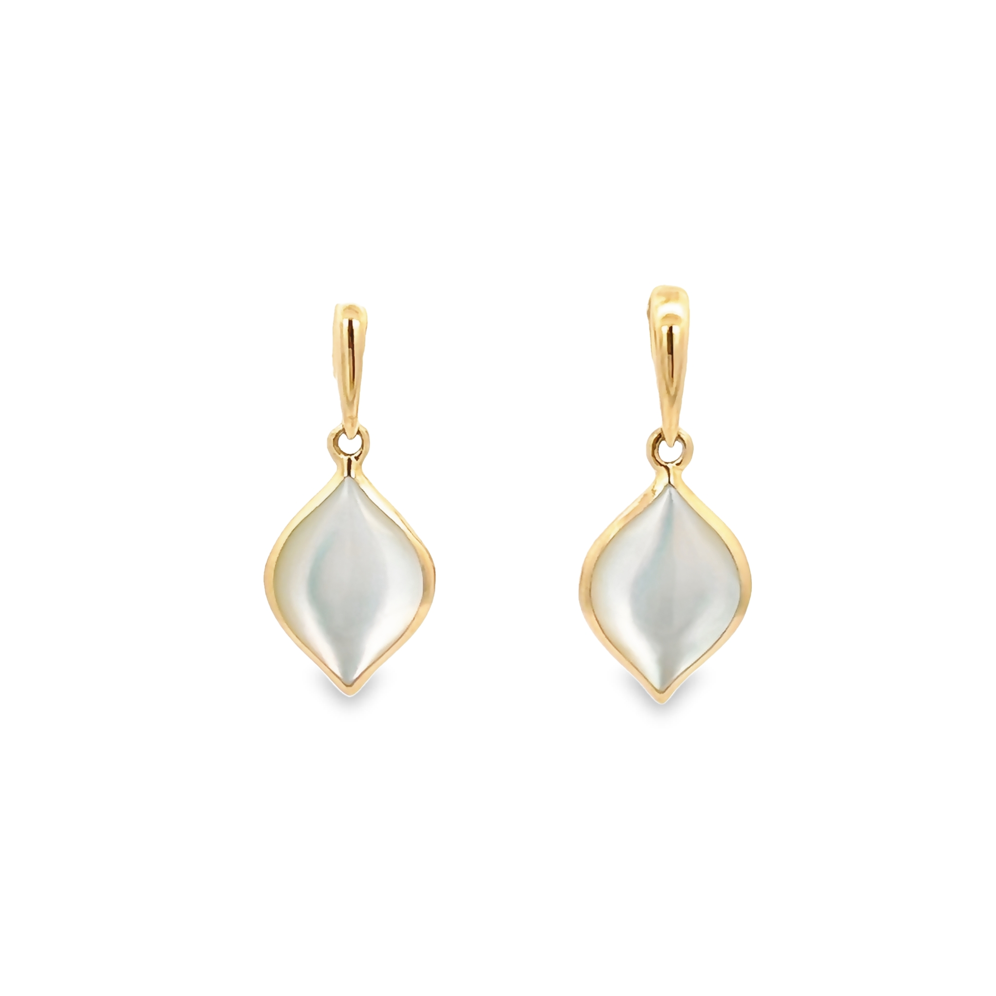 14k Yellow Gold Mother Of Pearl Earrings