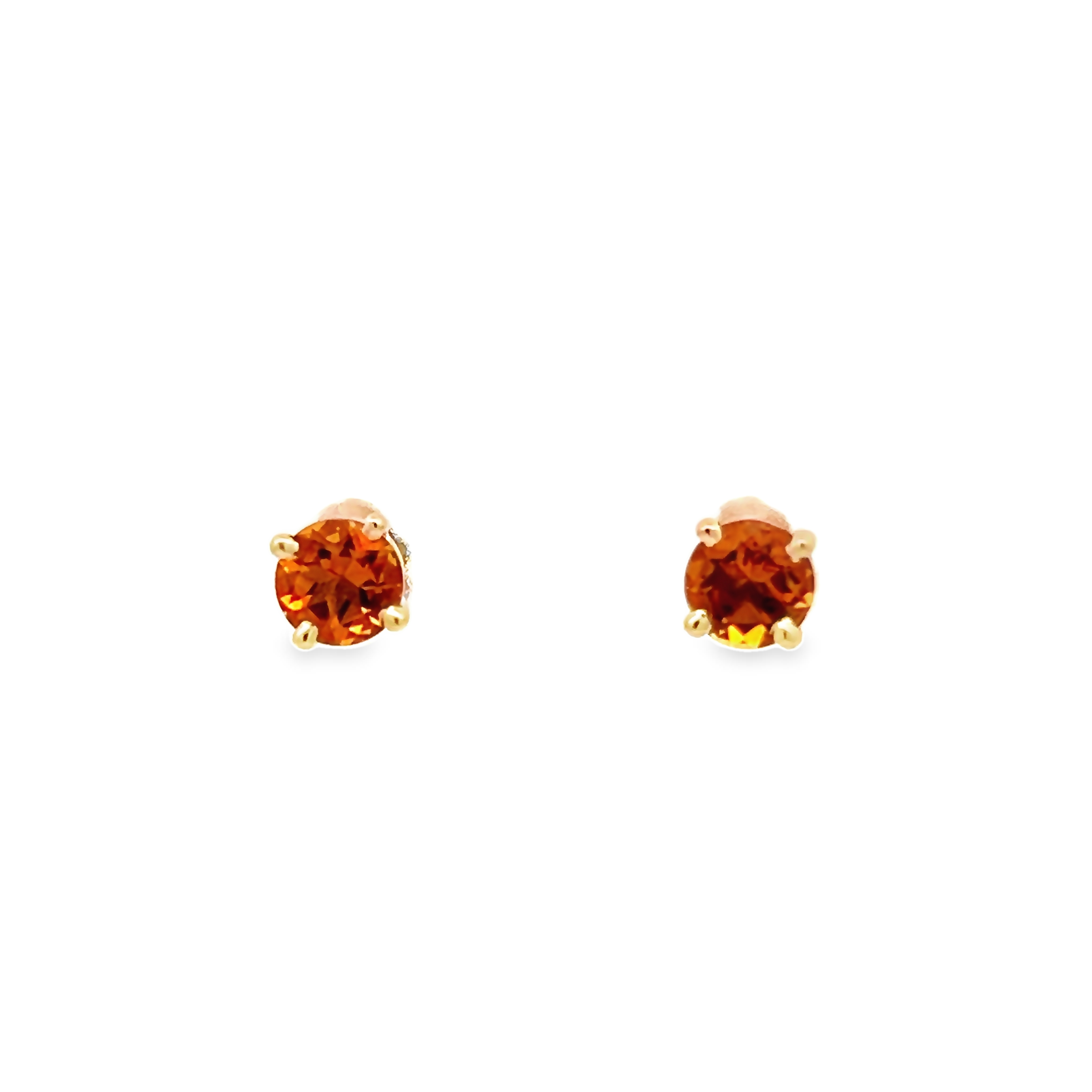 14k Yellow Gold Citrine Stud Earrings