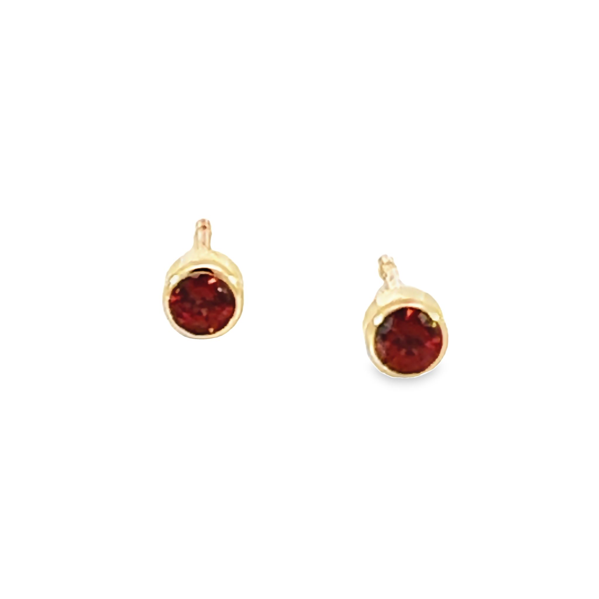 14k Yellow Gold Garnet Earrings