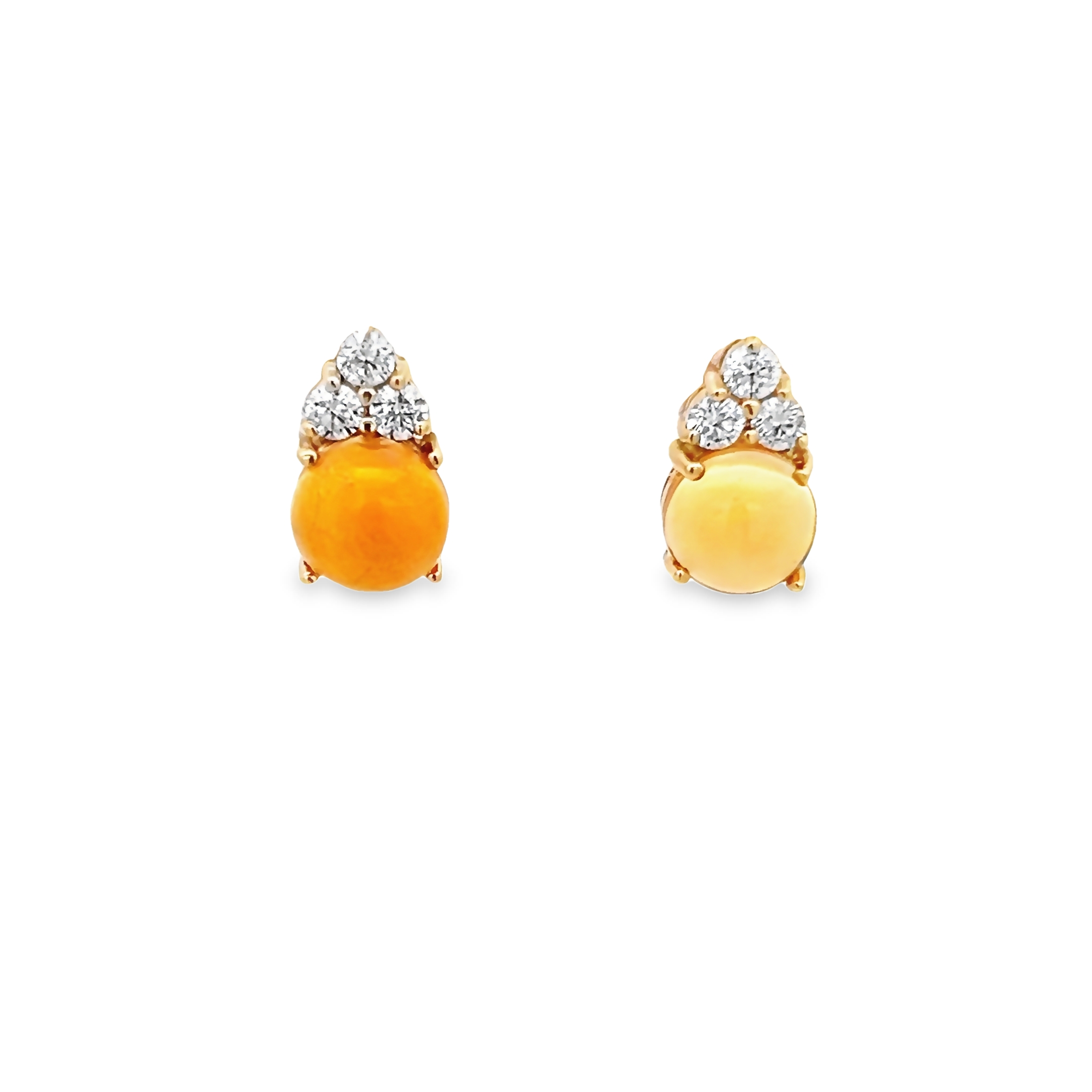 14k Yellow Gold Opal Cluster Stud Earrings