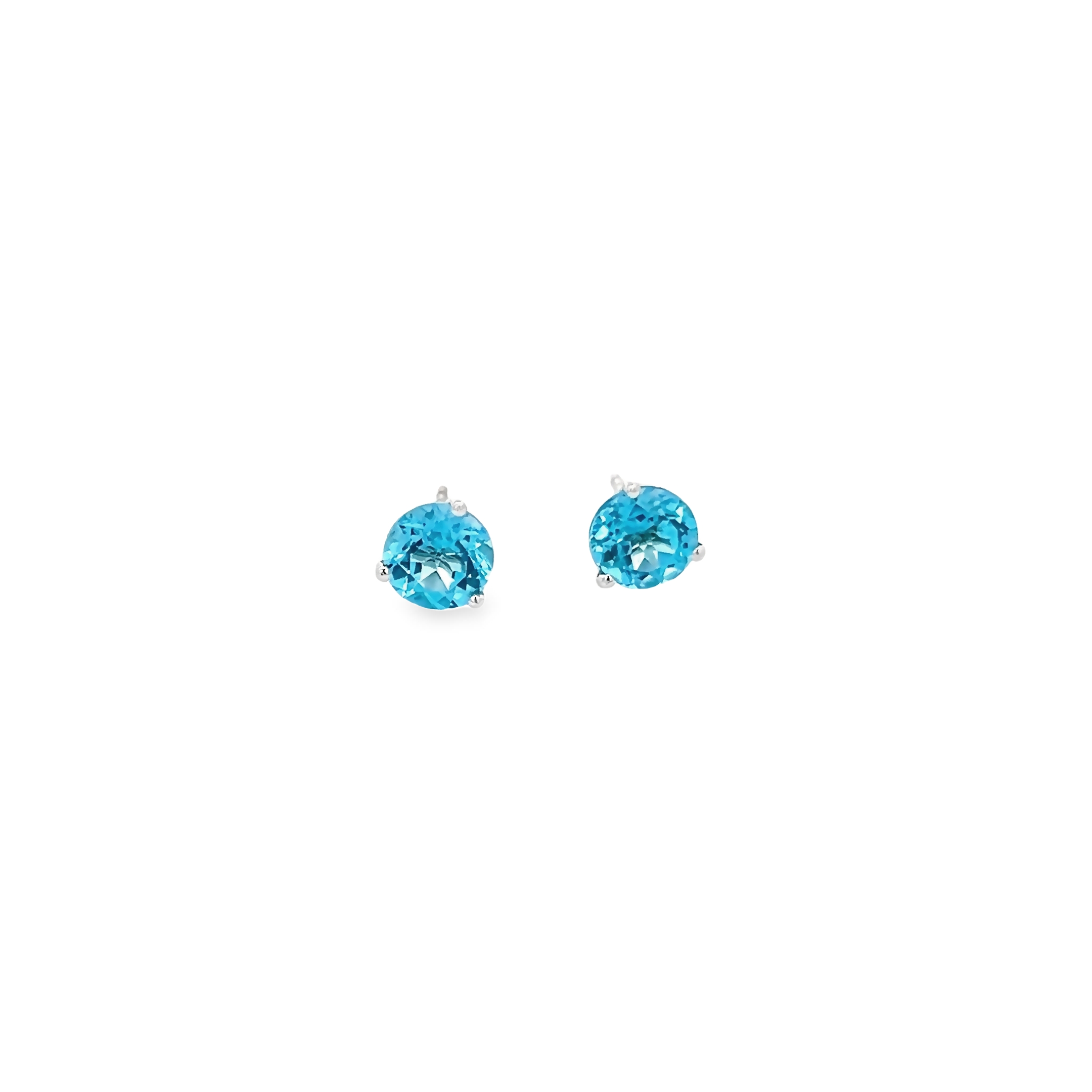 14k White Gold Blue Topaz Earrings