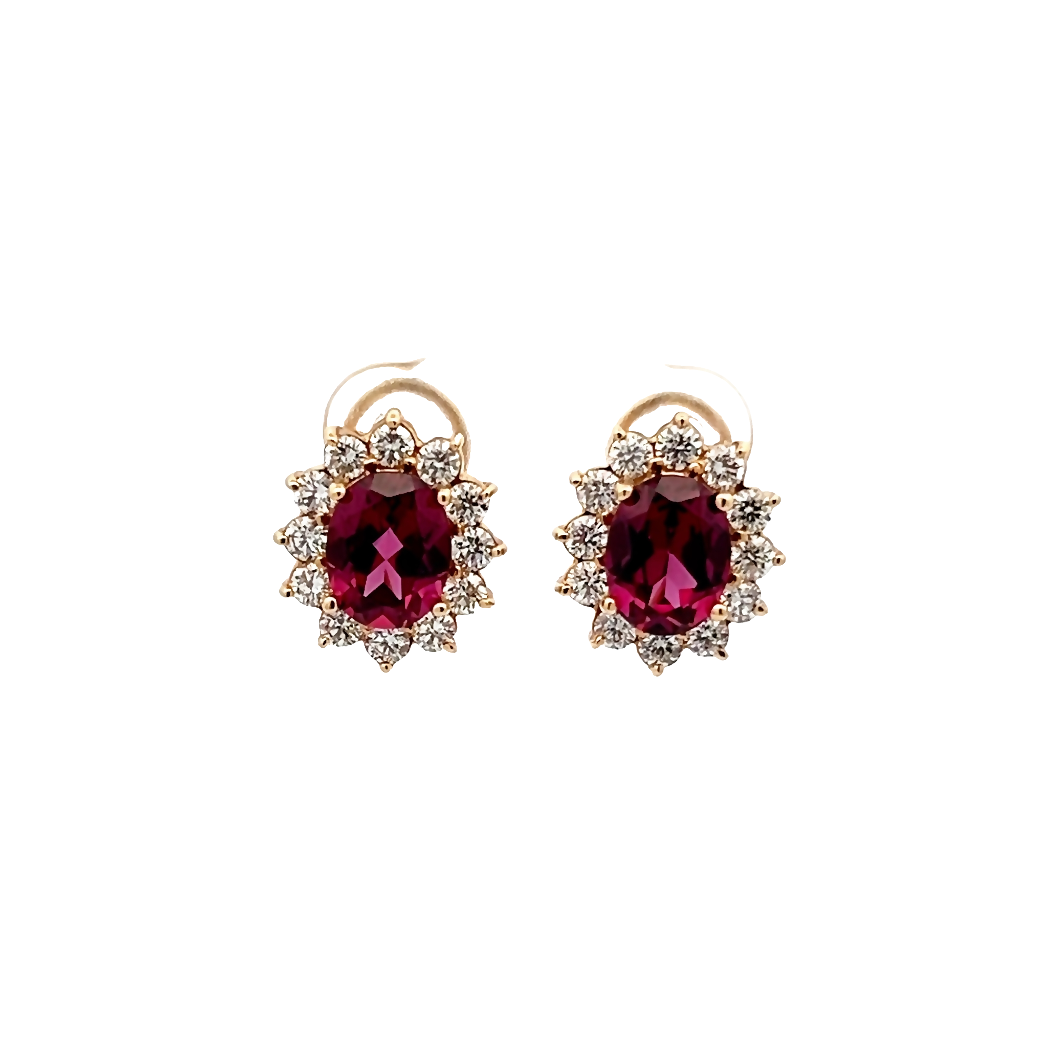 14k Yellow Gold Rhodolite Halo Earrings