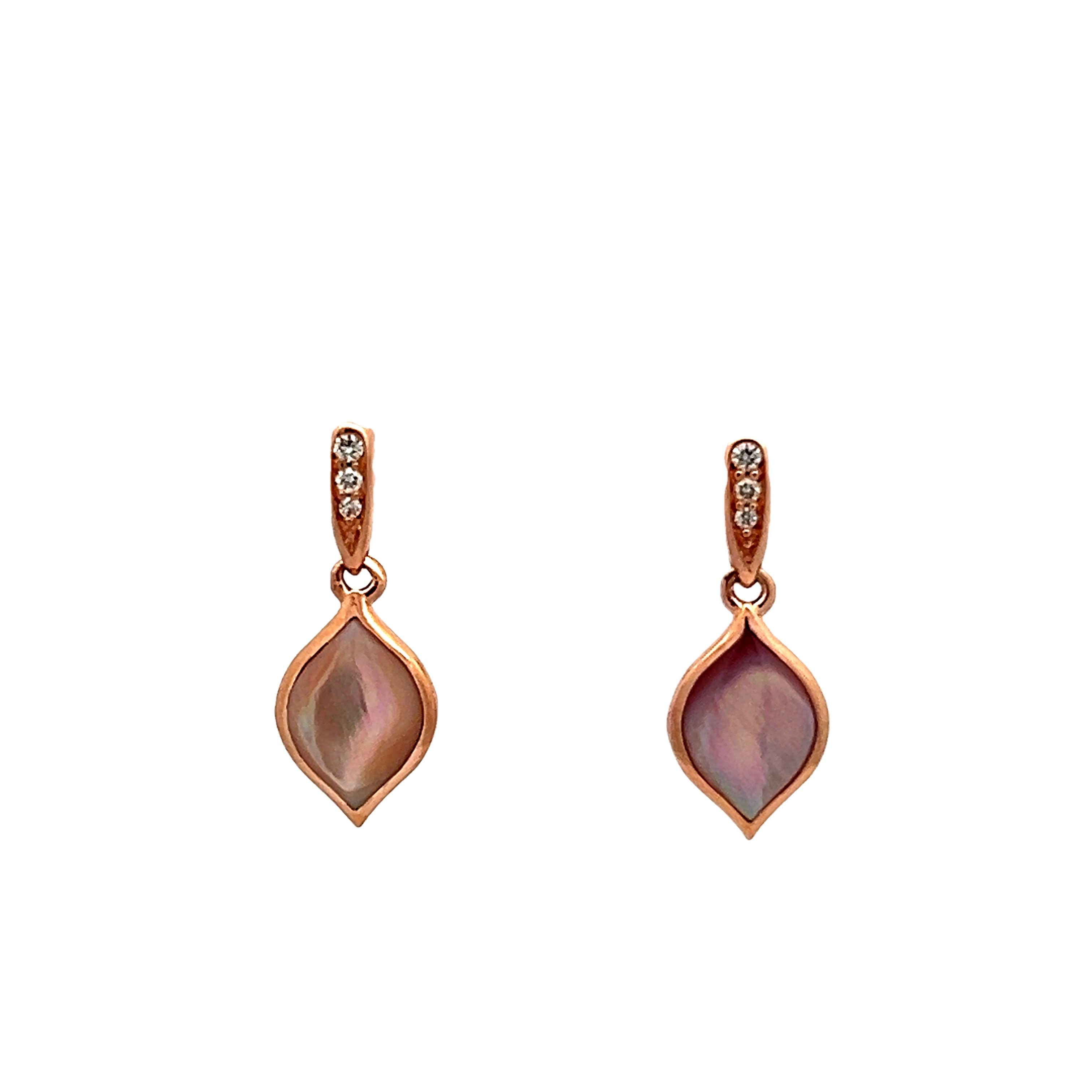 14k Rose Gold Mother Of Pearl Earrings