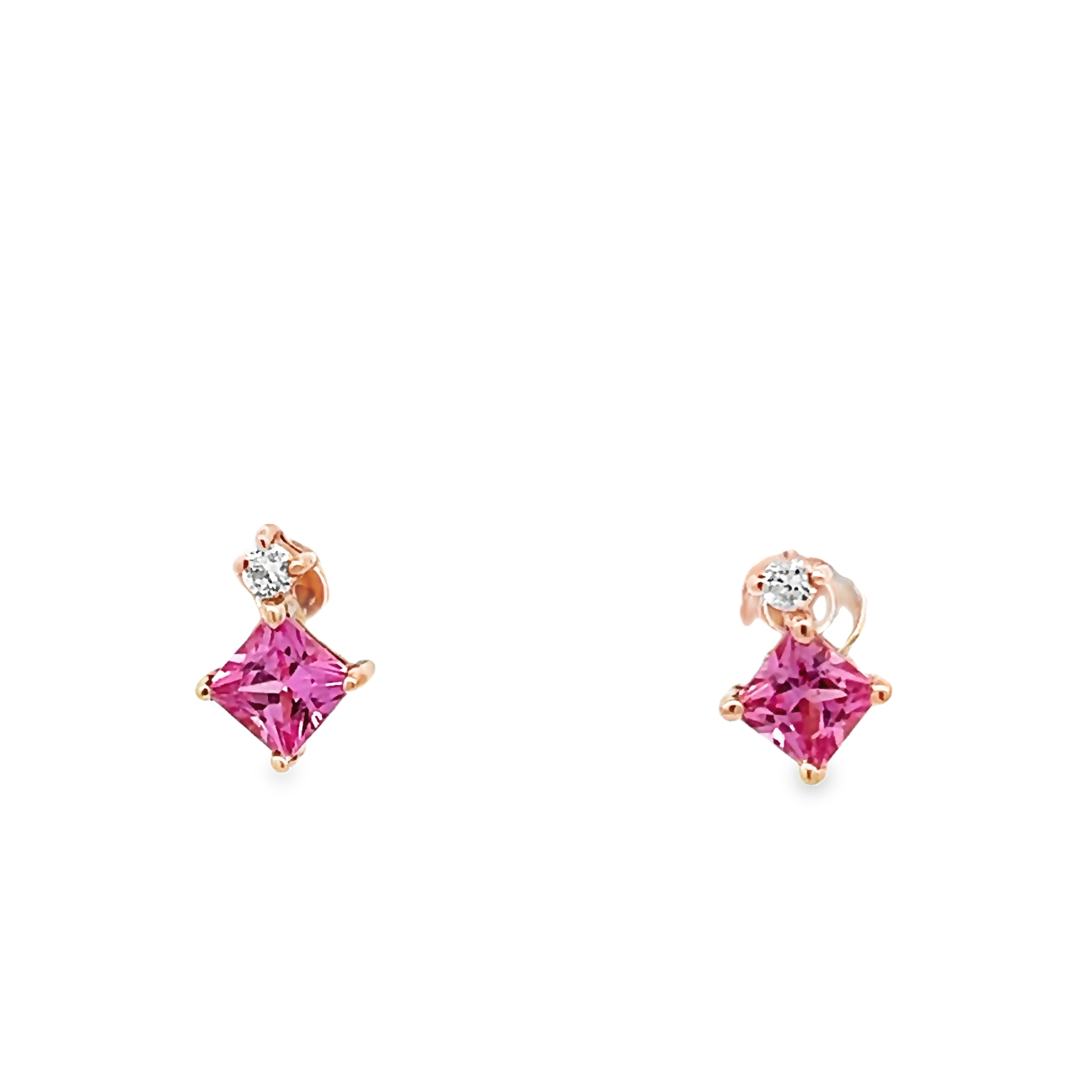 14k Yellow Gold Pink Sapphire Earrings