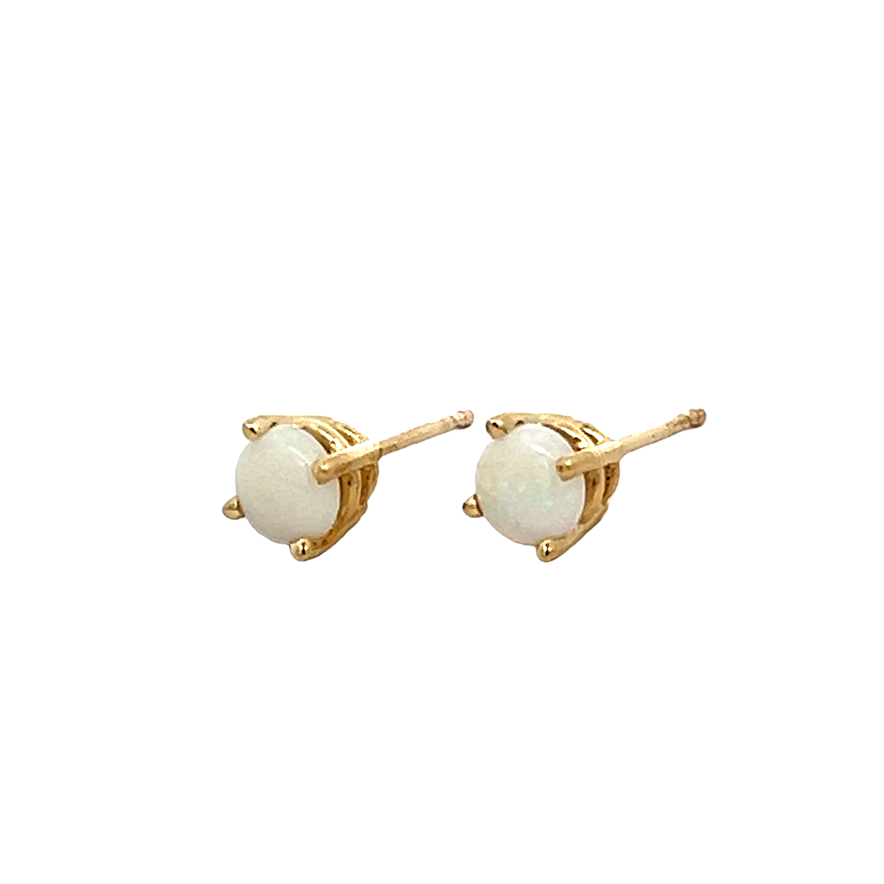 14k Yellow Gold Stud Opal Earrings