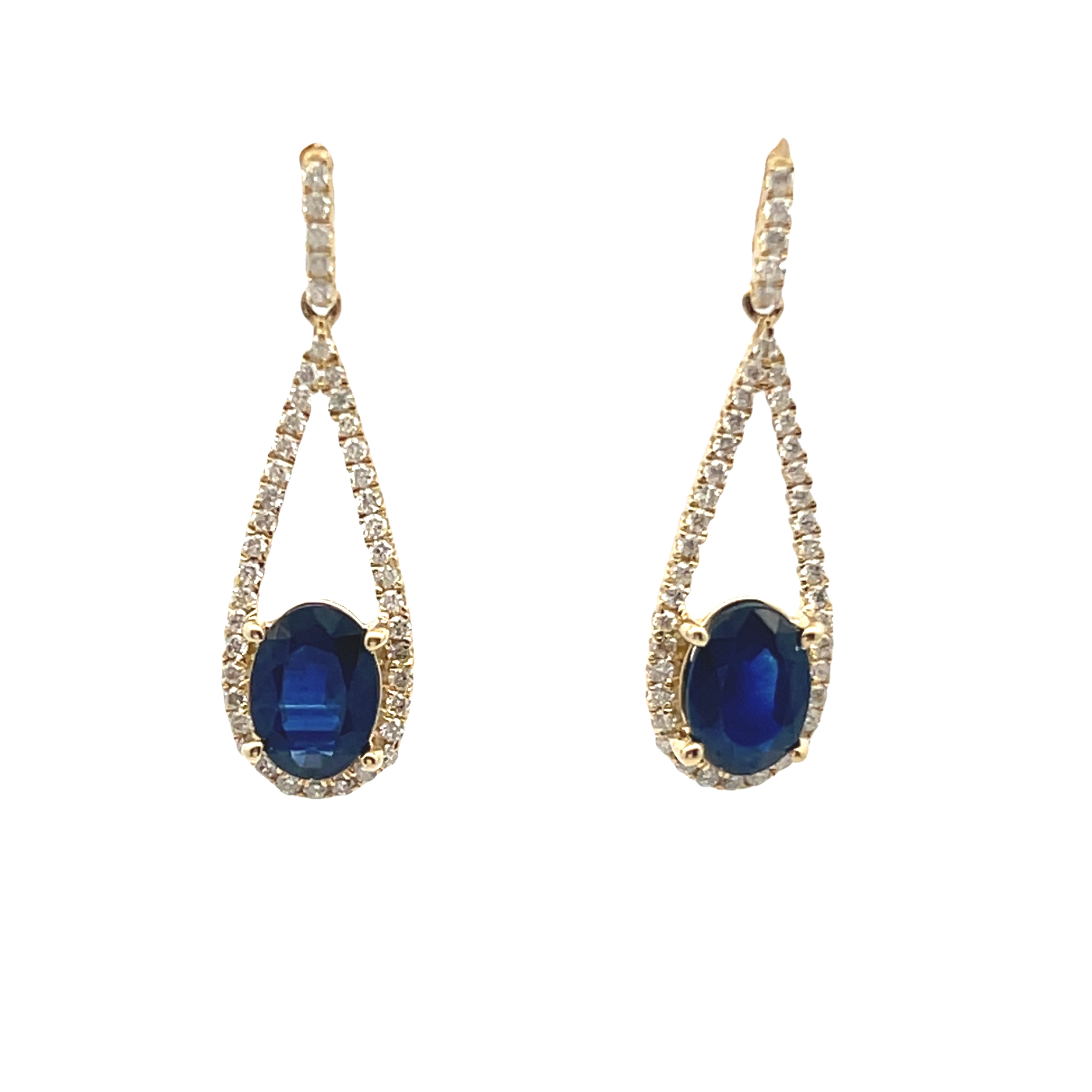 14k Yellow Gold Sapphire And Diamond Earrings