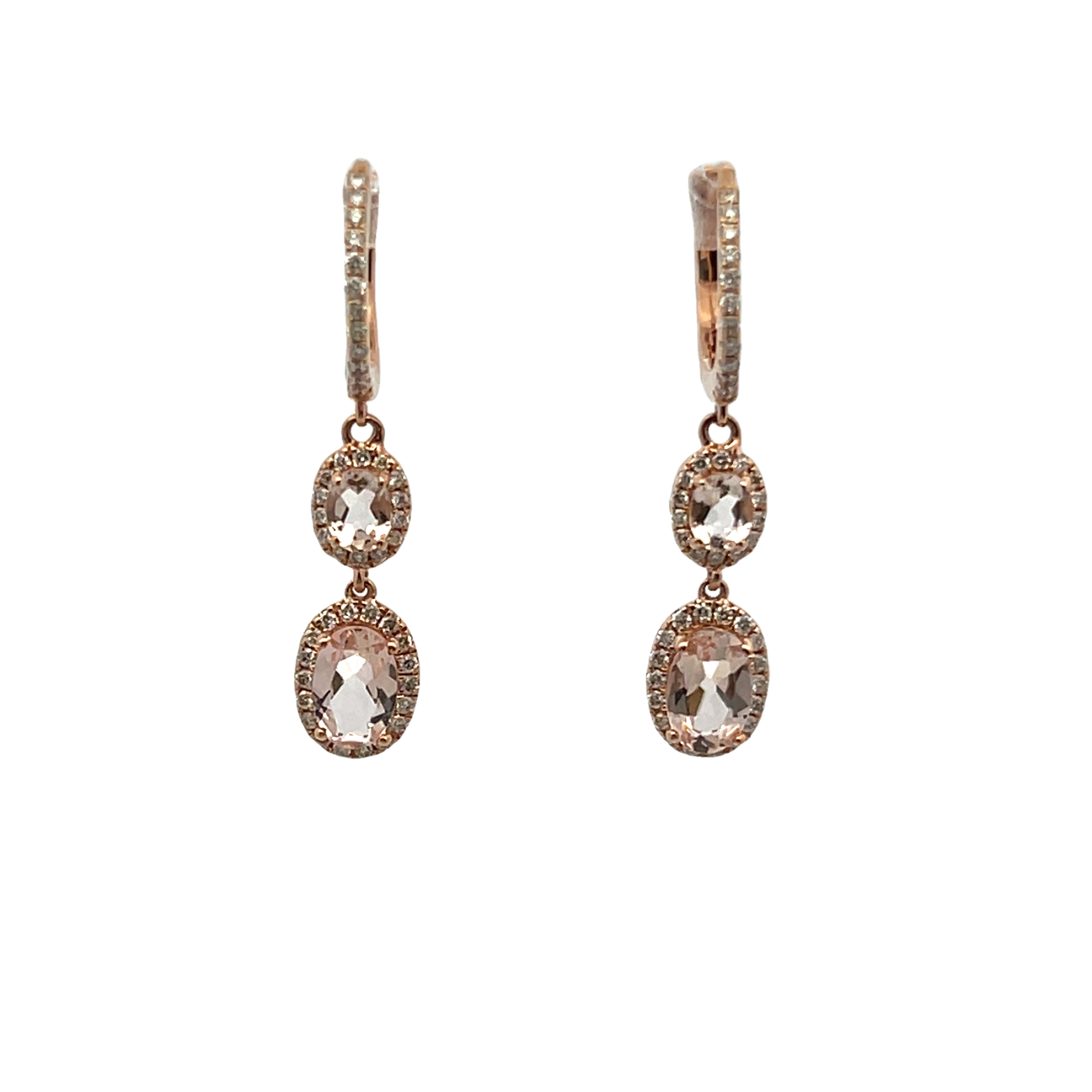 14k Yellow Gold Morganite And Diamond Earrings