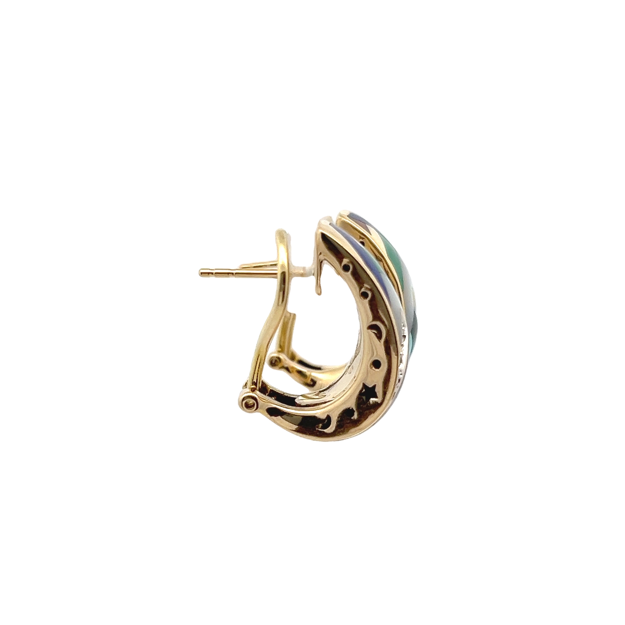 14k Yellow Gold Gemstone And Diamond Earrings