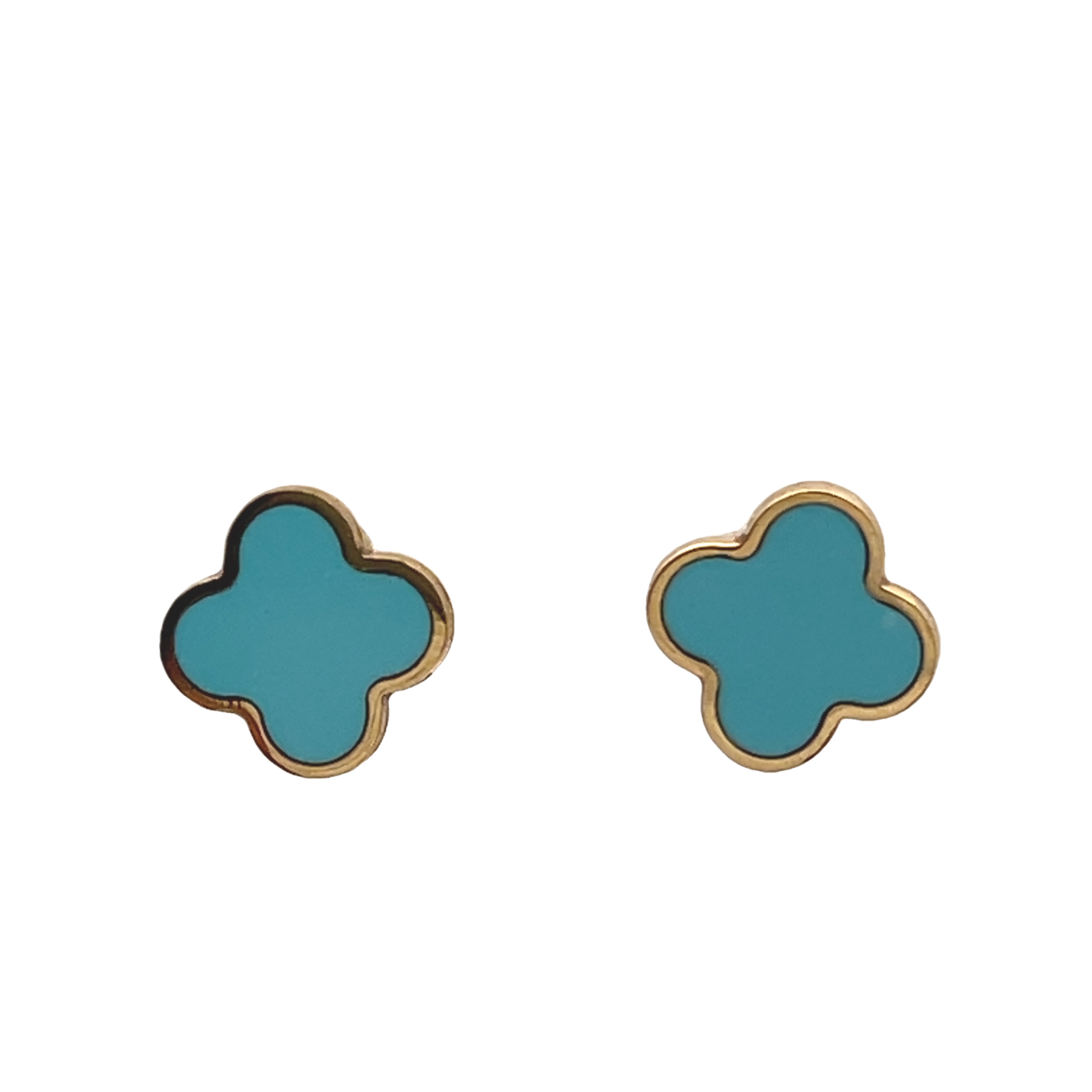 14k Yellow Gold Turquoise Clover Stud Earrings